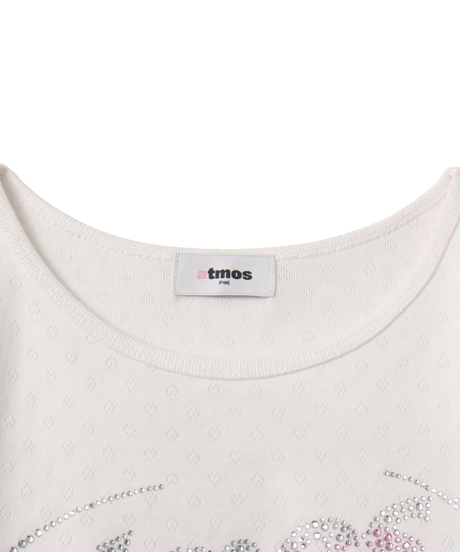 atmos pink Rhinestone Logo T-shirt WHITEの画像