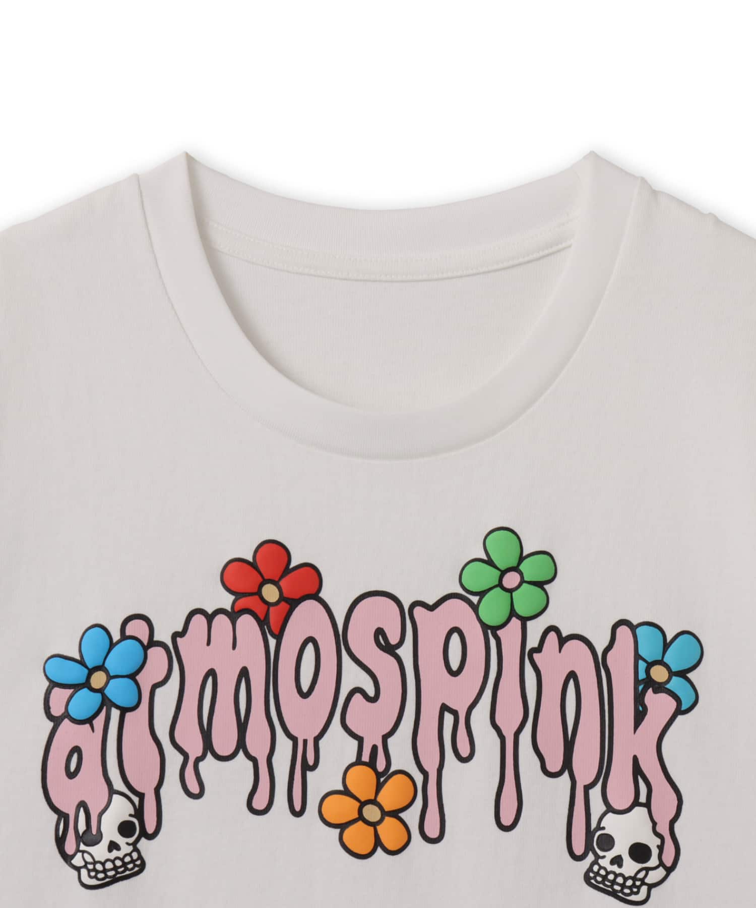 atmos pink Drip Logo T-shirt WHITEの画像