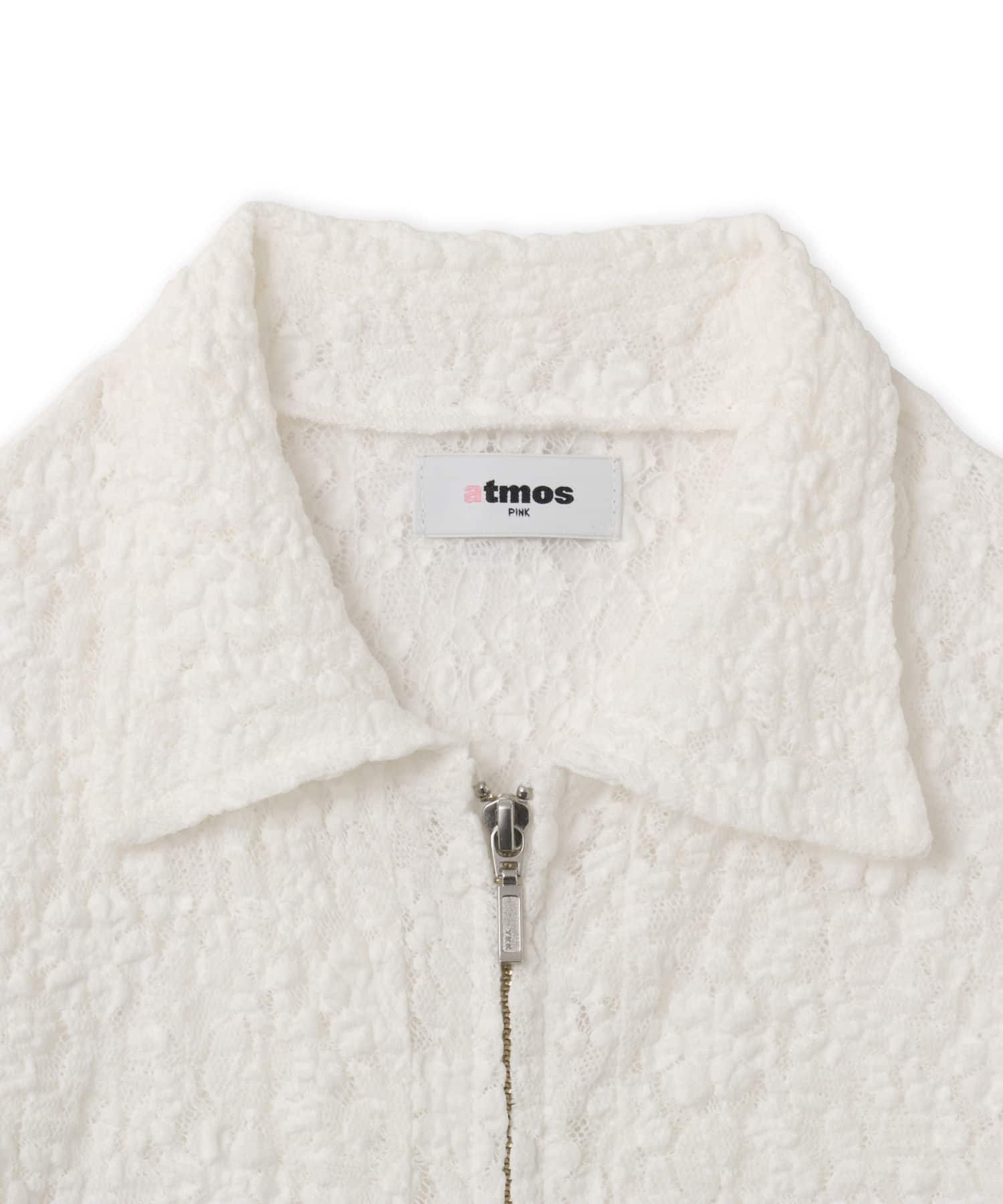 atmos pink Lace Zip-up Shirt WHITEの画像