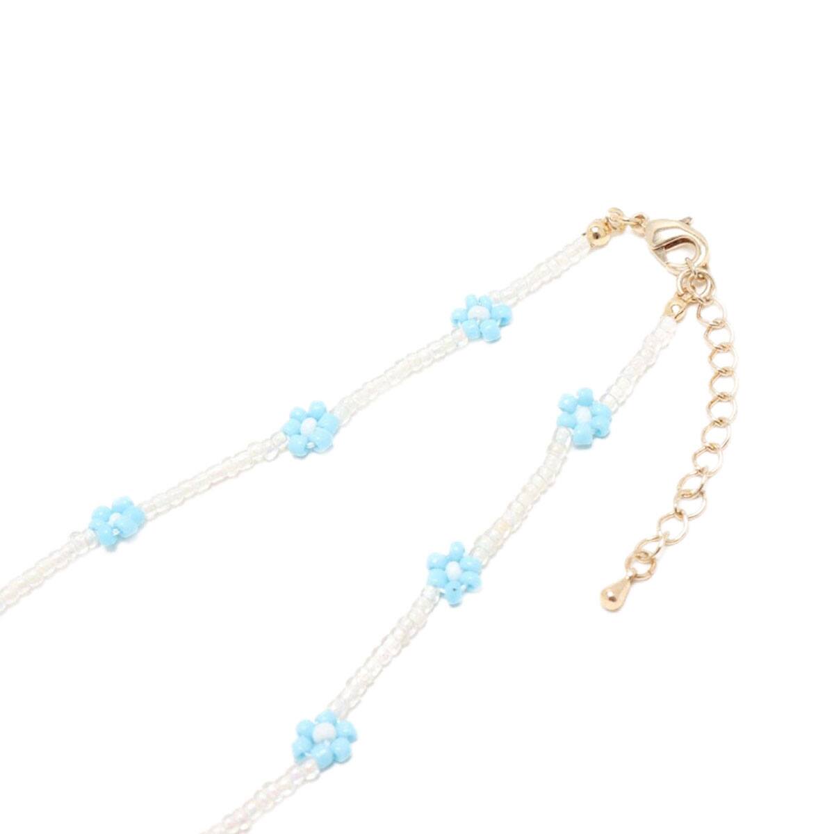 atmos pink ビーズフラワーネックレス BLUEの画像