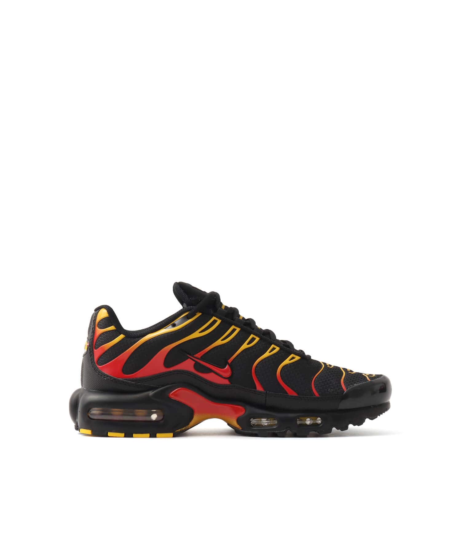NIKE AIR MAX PLUS BLACK/UNIVERSITY RED-UNIVERSITY GOLDの画像