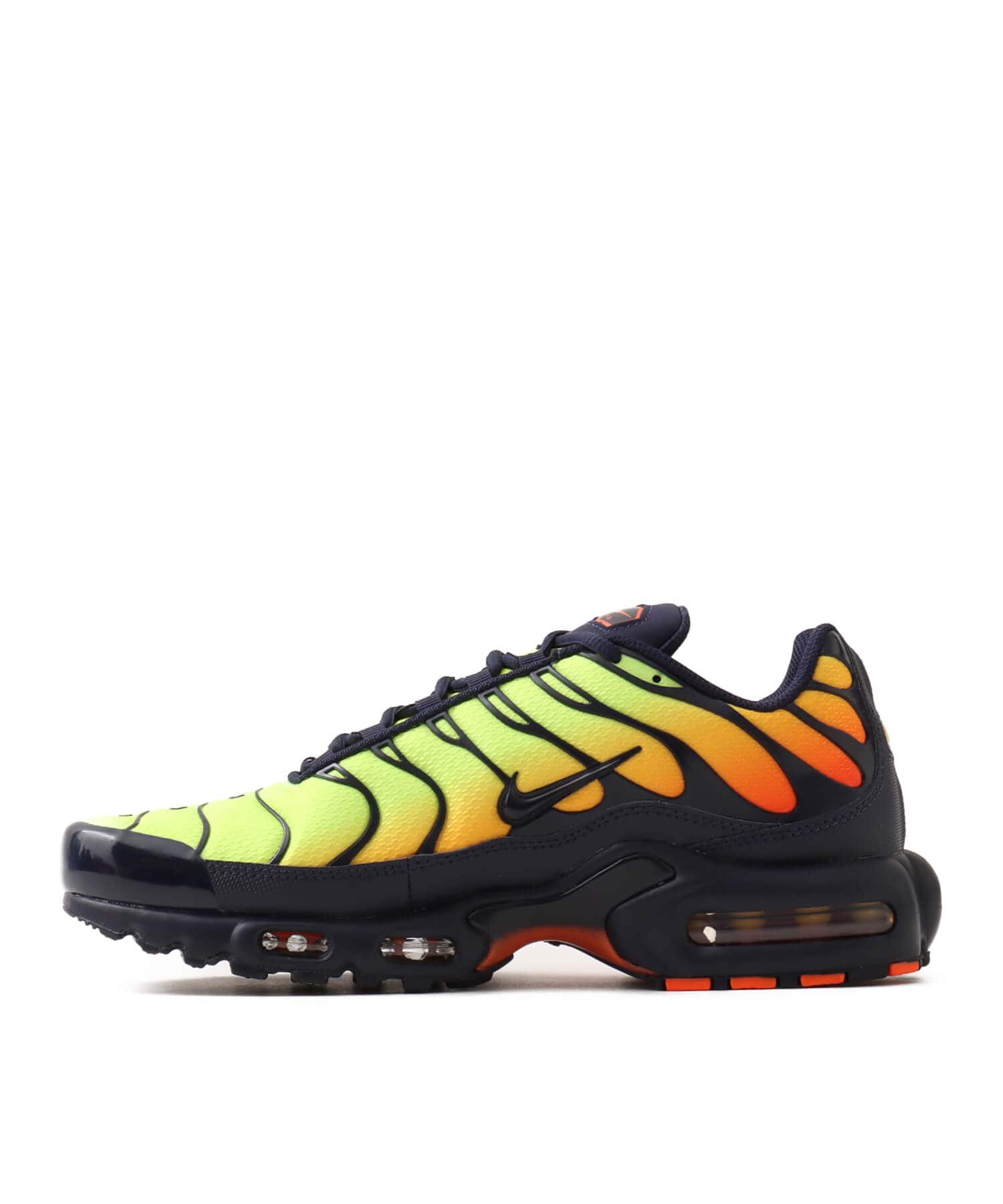NIKE AIR MAX PLUS LEMON VENOM/BLACKENED BLUE-HYPER CRIMSONの画像