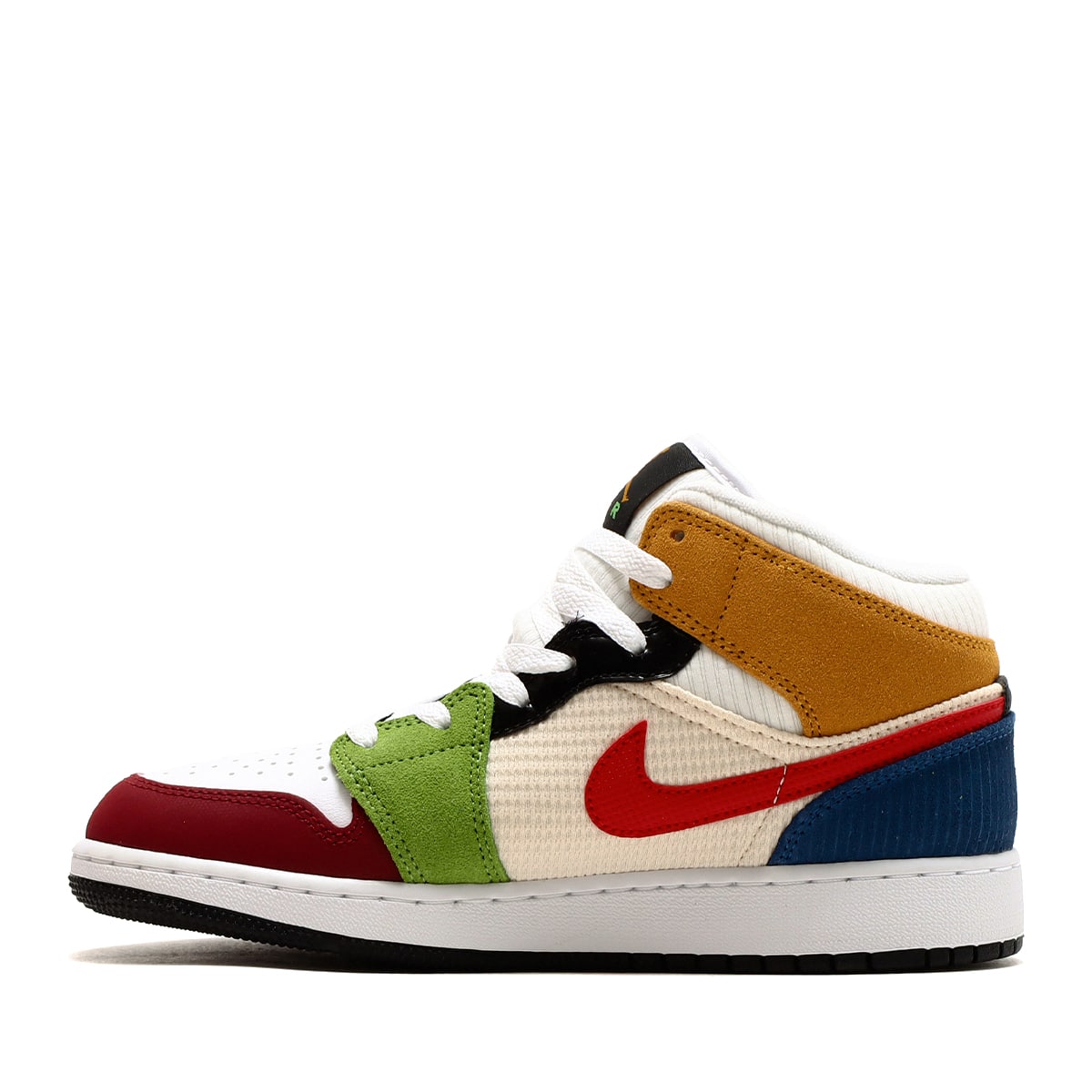 JORDAN BRAND AIR JORDAN 1 MID SE (GS) WHITE/GYM RED-BLACK-PEARL ...