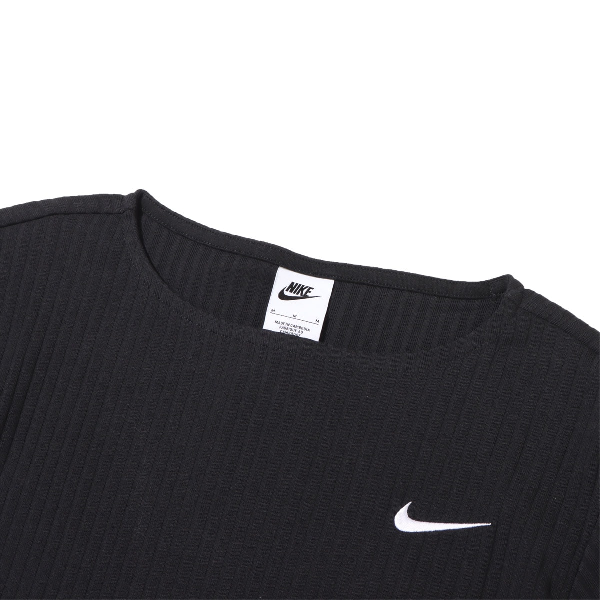 NIKE AS W NSW RIB JRSY SS TOP BLACK/WHITEの画像