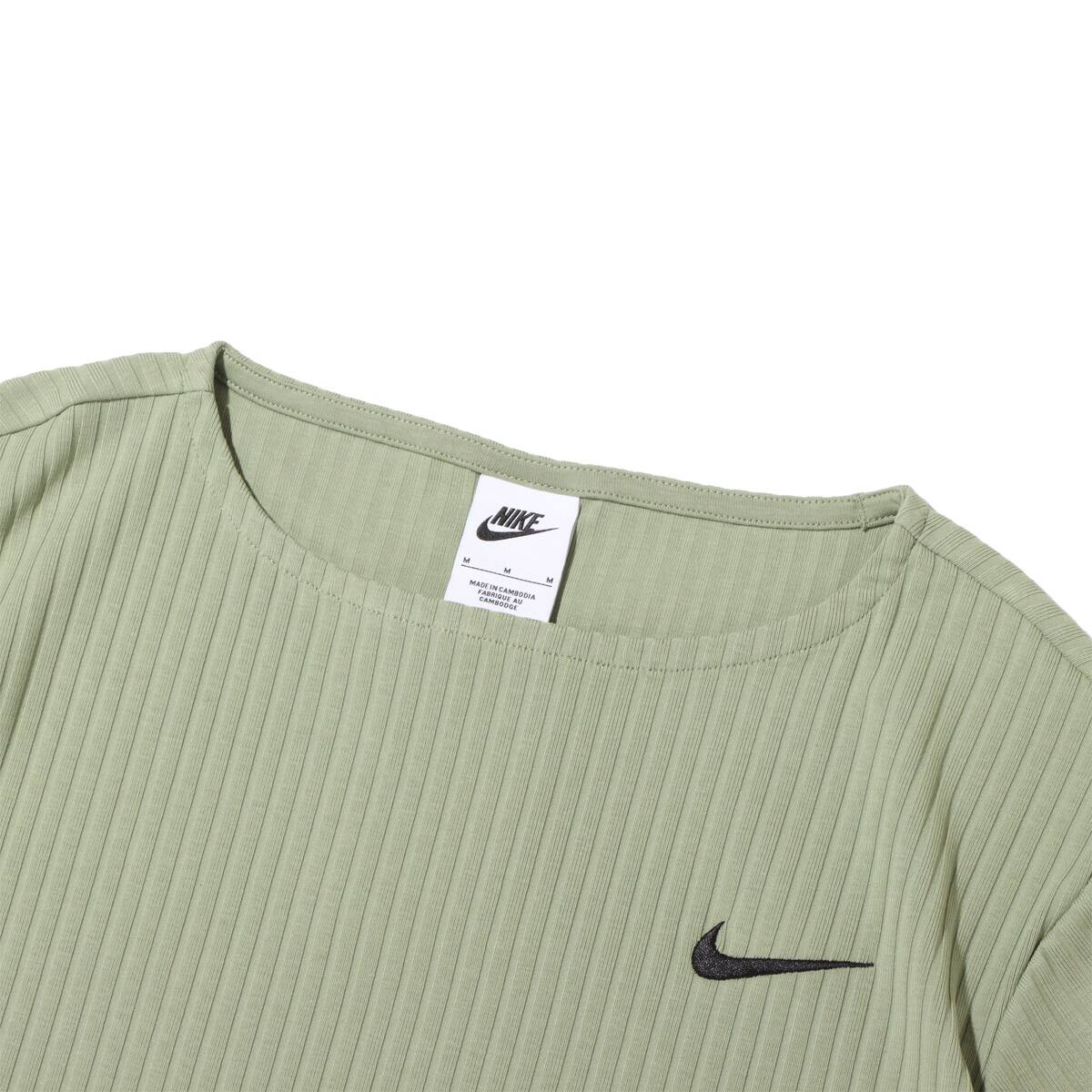 NIKE AS W NSW RIB JRSY SS TOP OIL GREEN/BLACK 23FA-I（ナイキ