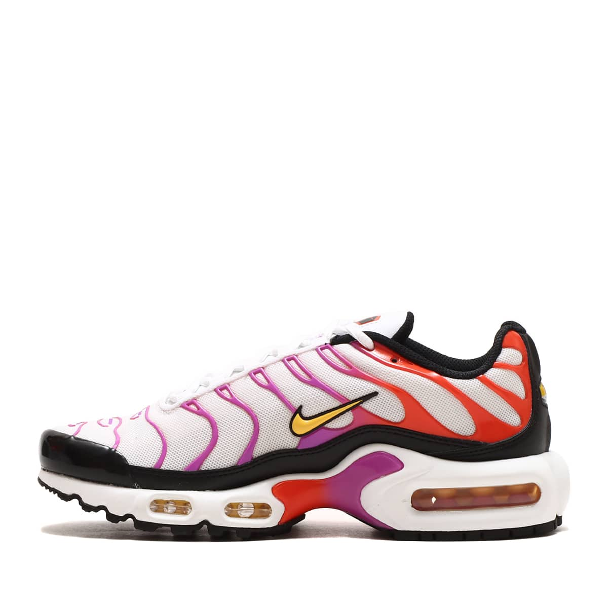 NIKE W AIR MAX PLUS WHITE/CITRON PULSE-BLACK-PICANTE RED 23SP-I