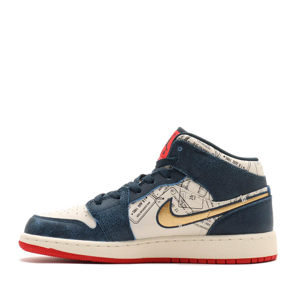 JORDAN BRAND AIR JORDAN 1 MID SE (GS) (ジョーダン ブランド エア ジョーダン 1 MID SE GS)ARMORY  NAVY/METALLIC GOLD-PALE IVORY