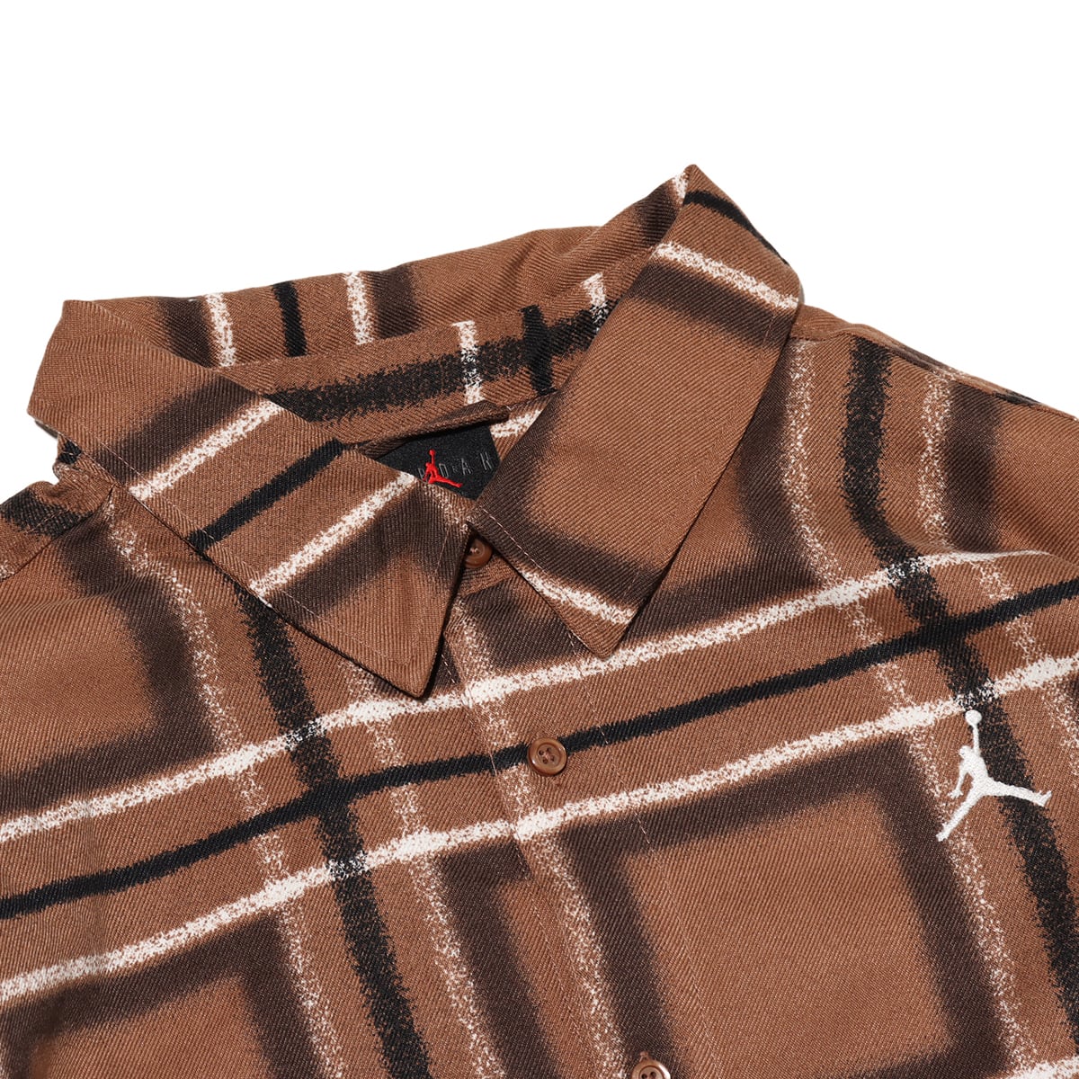 JORDAN BRAND M J ESS PLAID FLANNEL TOP ARCHAEO BROWN/SAIL の画像