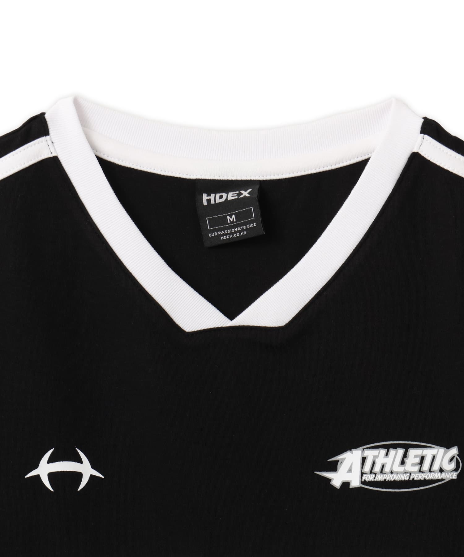 HDEX Womens Sporty Ringer V-Neck Short Sleeve Blackの画像