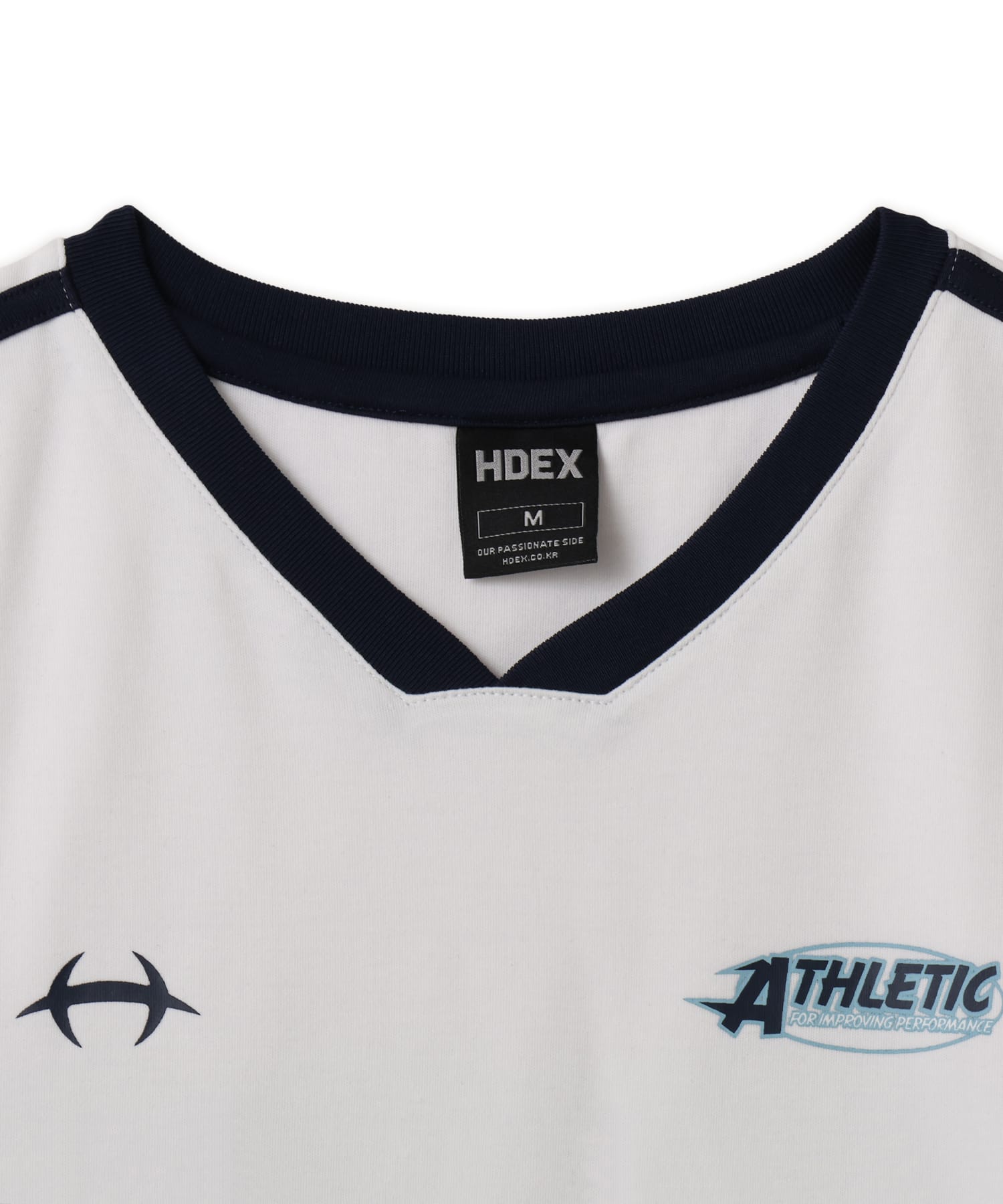 HDEX Womens Sporty Ringer V-Neck Short Sleeve Whiteの画像