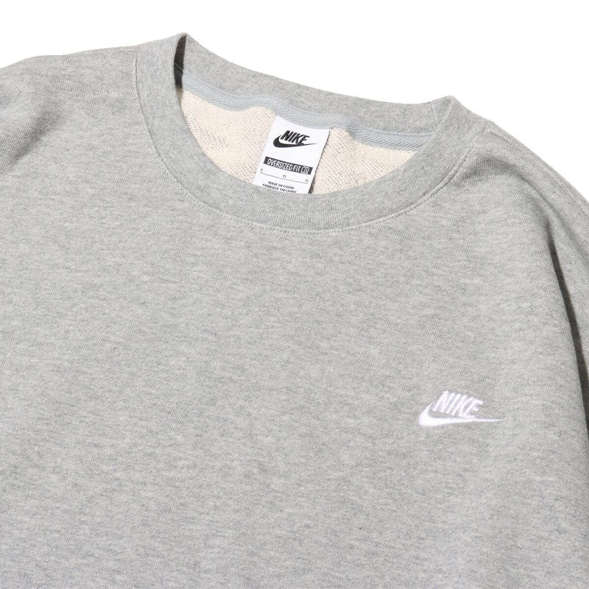 NIKE AS M NK CLUB FT OVERSIZED CREW DK GREY HEATHER/LT SMOKE GREY/WHITE の画像