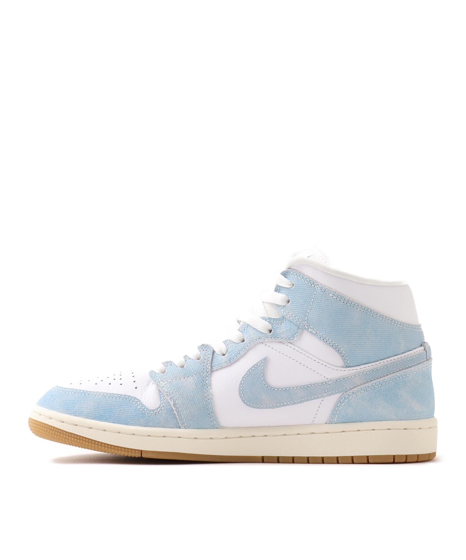 JORDAN BRAND WMNS AIR JORDAN 1 MID SE WHITE/WORN BLUE-SAIL-GUM LIGHT BROWNの画像