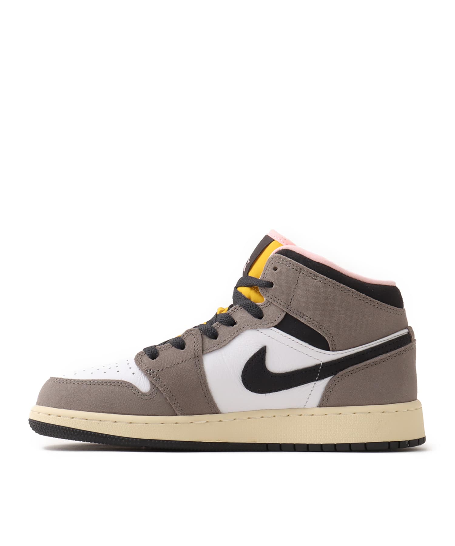 JORDAN BRAND AIR JORDAN 1 MID SE (GS) WHITE/OIL GREY-CAVE STONE-DARK SULFURの画像