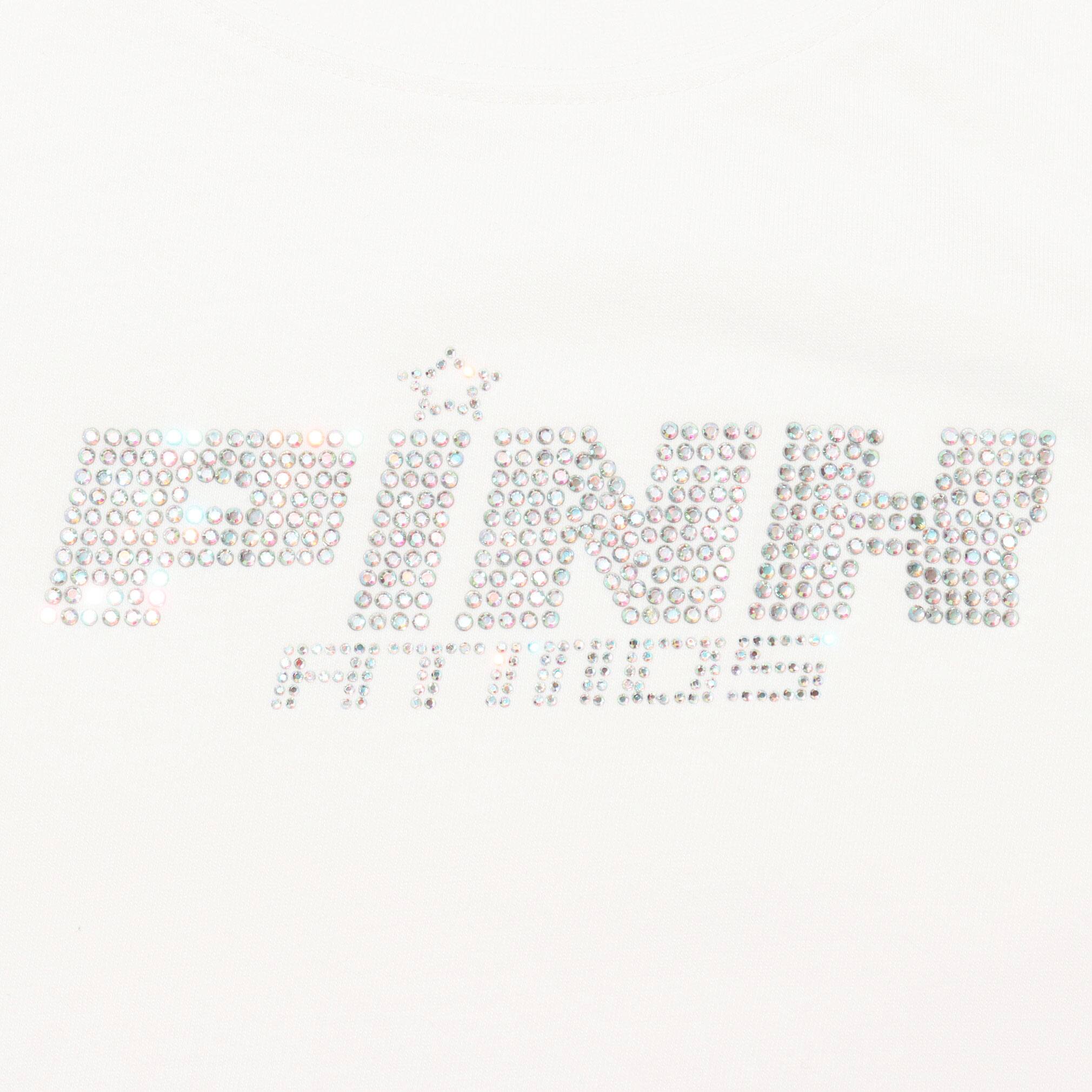 Atmos Pink ロゴラインストーン T White su I