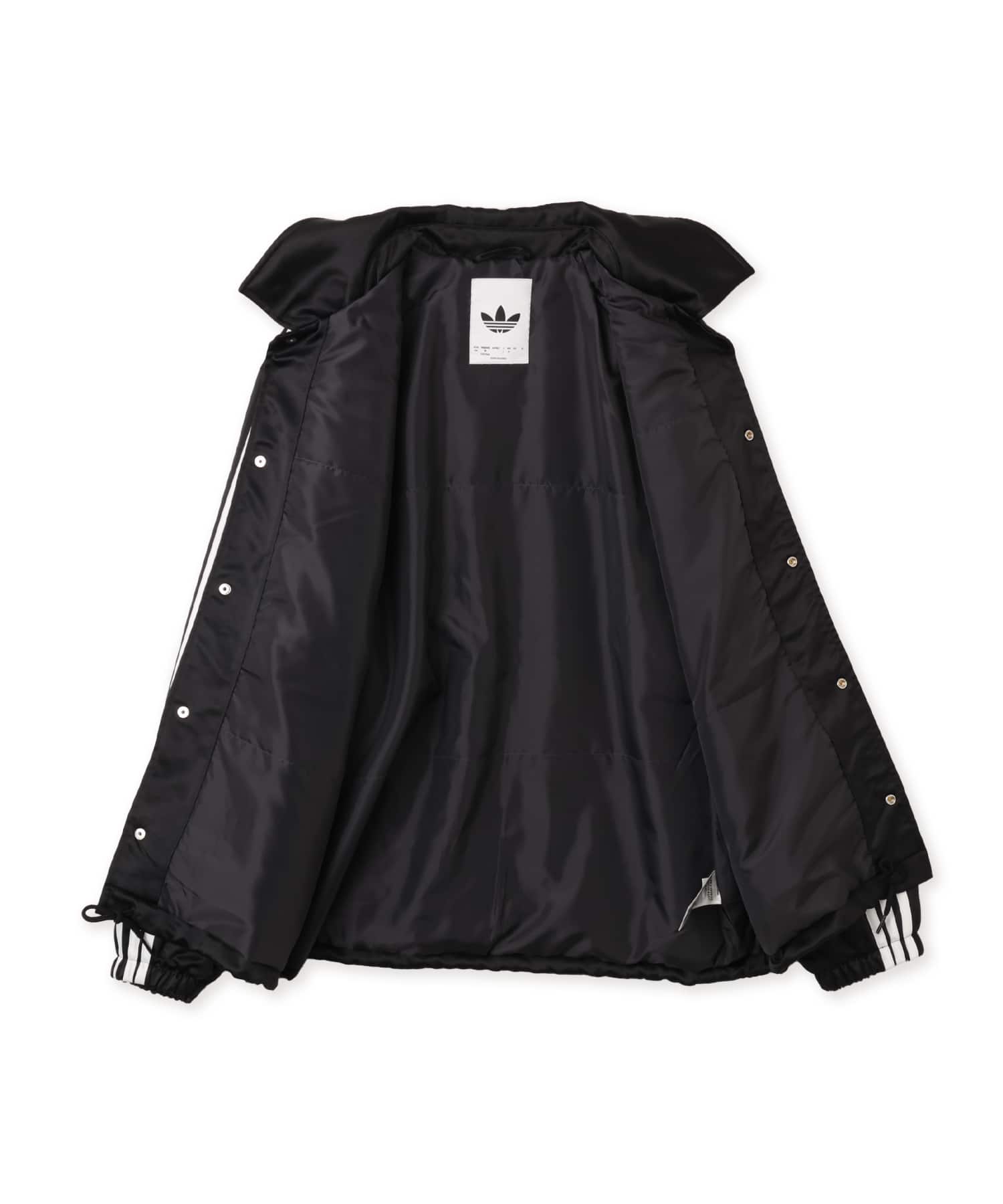 adidas 3 STRIPES SATIN COACHES JACKET ブラックの画像