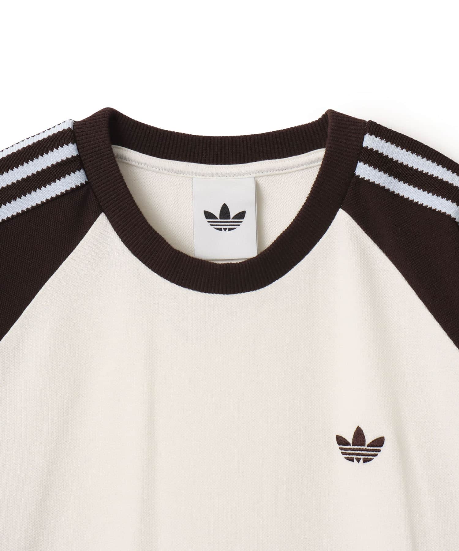 adidas BRITCORE SHORT SLEEVE RINGER T-SHIRT オフホワイト/オーロラコーヒーの画像