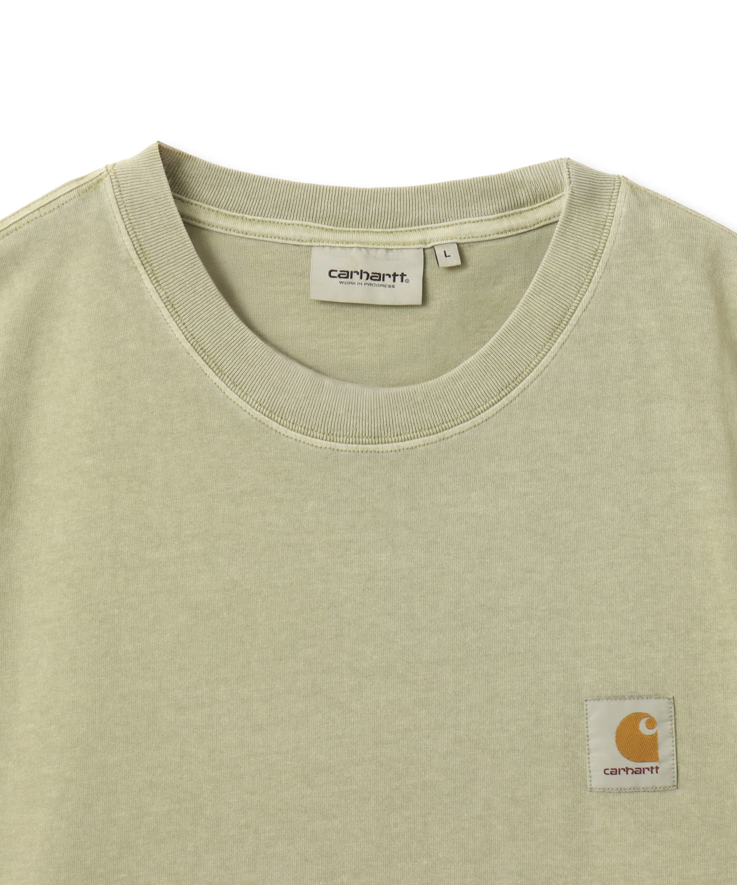 CARHARTT S/S NELSON T-SHIRT Gentle Green garment dyedの画像