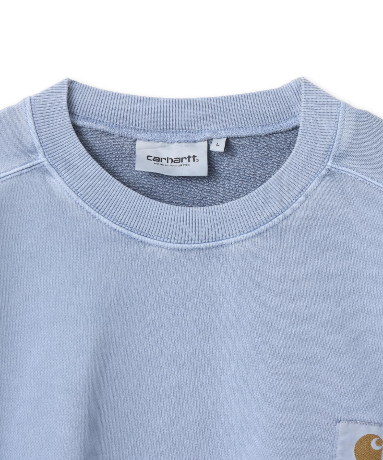 CARHARTT NELSON SWEAT Gentle Blue garment dyedの画像