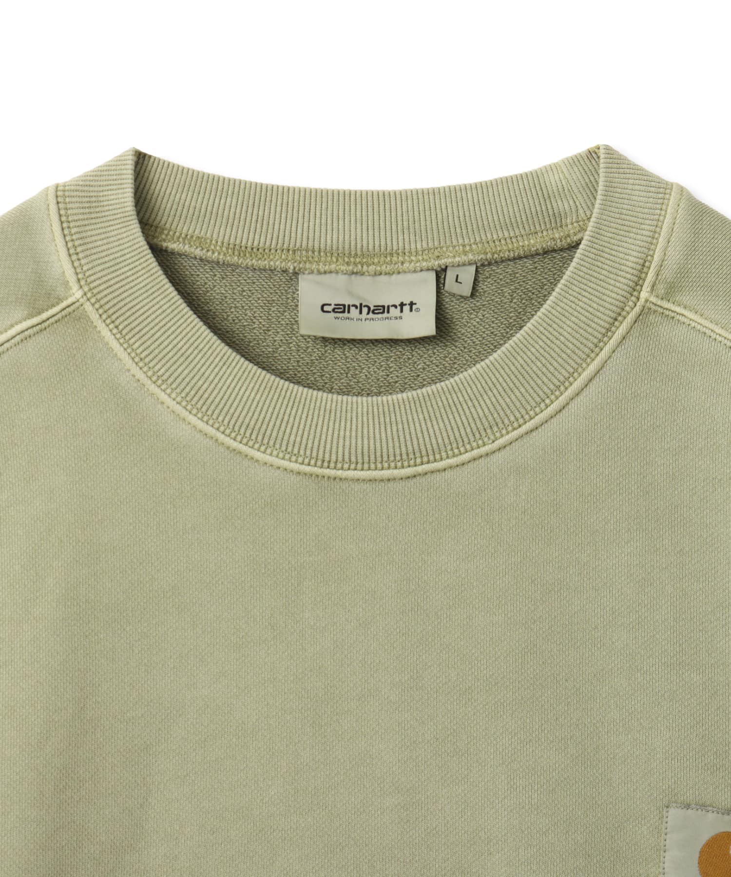 CARHARTT NELSON SWEAT Gentle Green garment dyedの画像