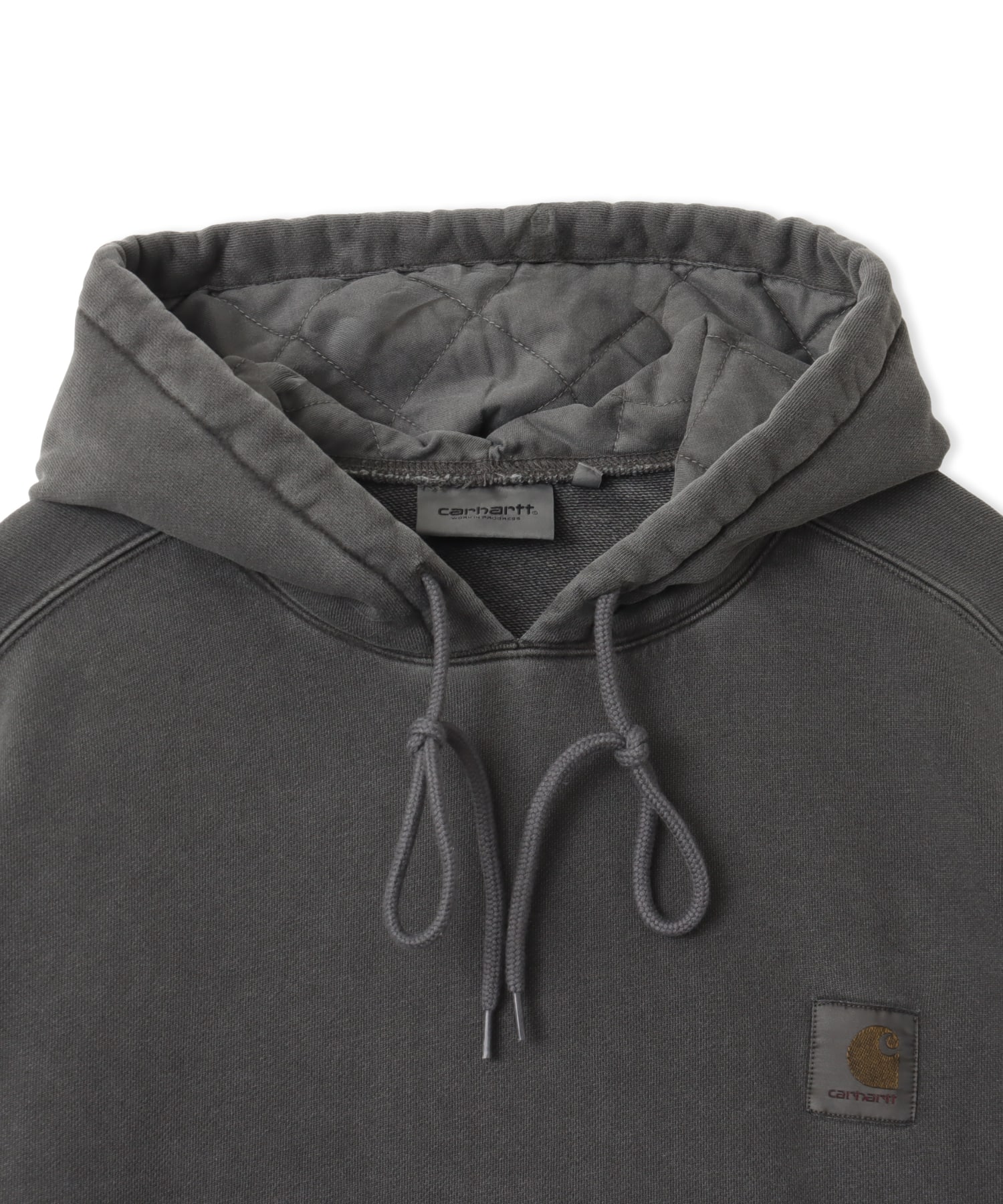 CARHARTT HOODED NELSON SWEAT Black garment dyedの画像