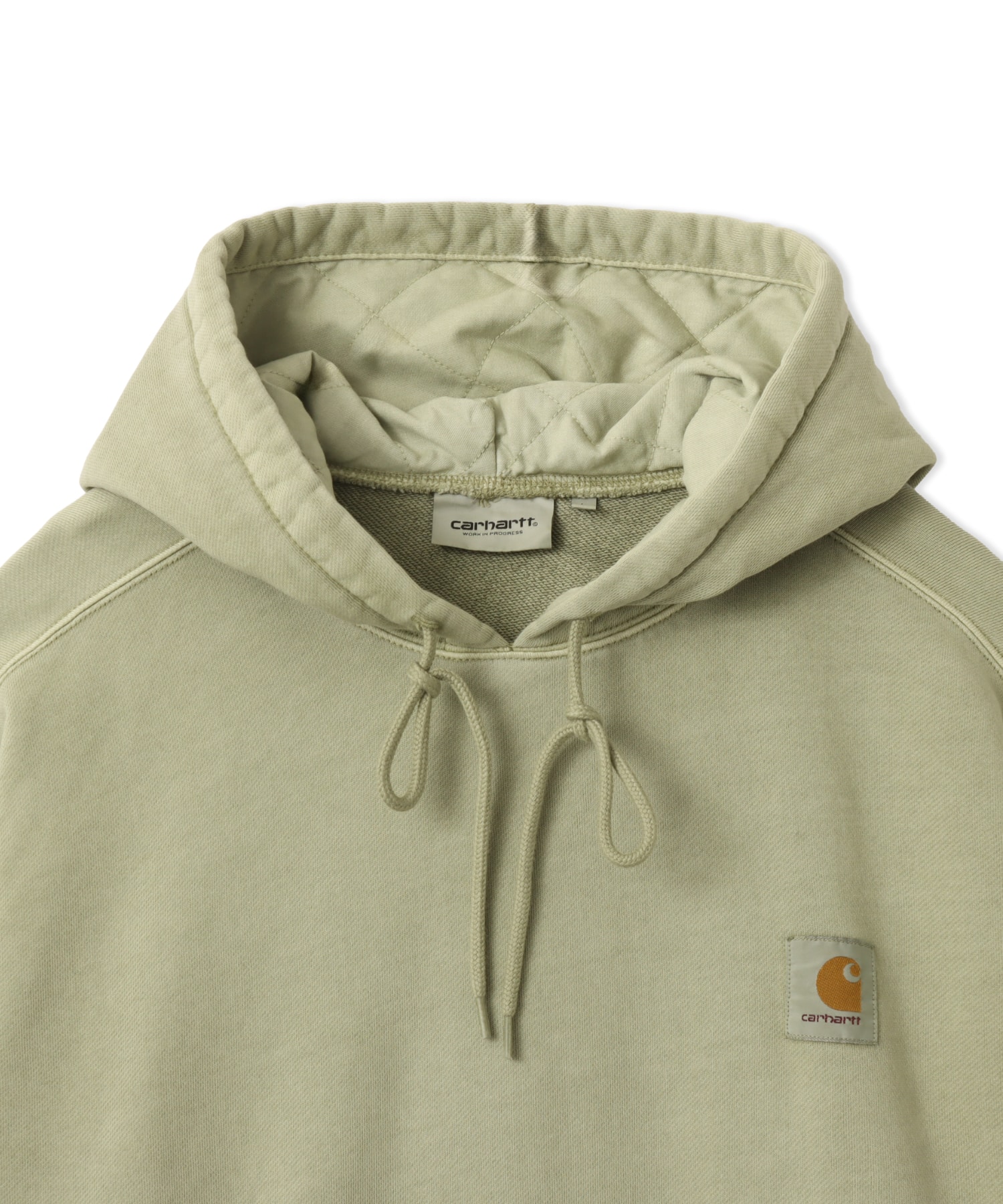 CARHARTT HOODED NELSON SWEAT Gentle Green garment dyedの画像
