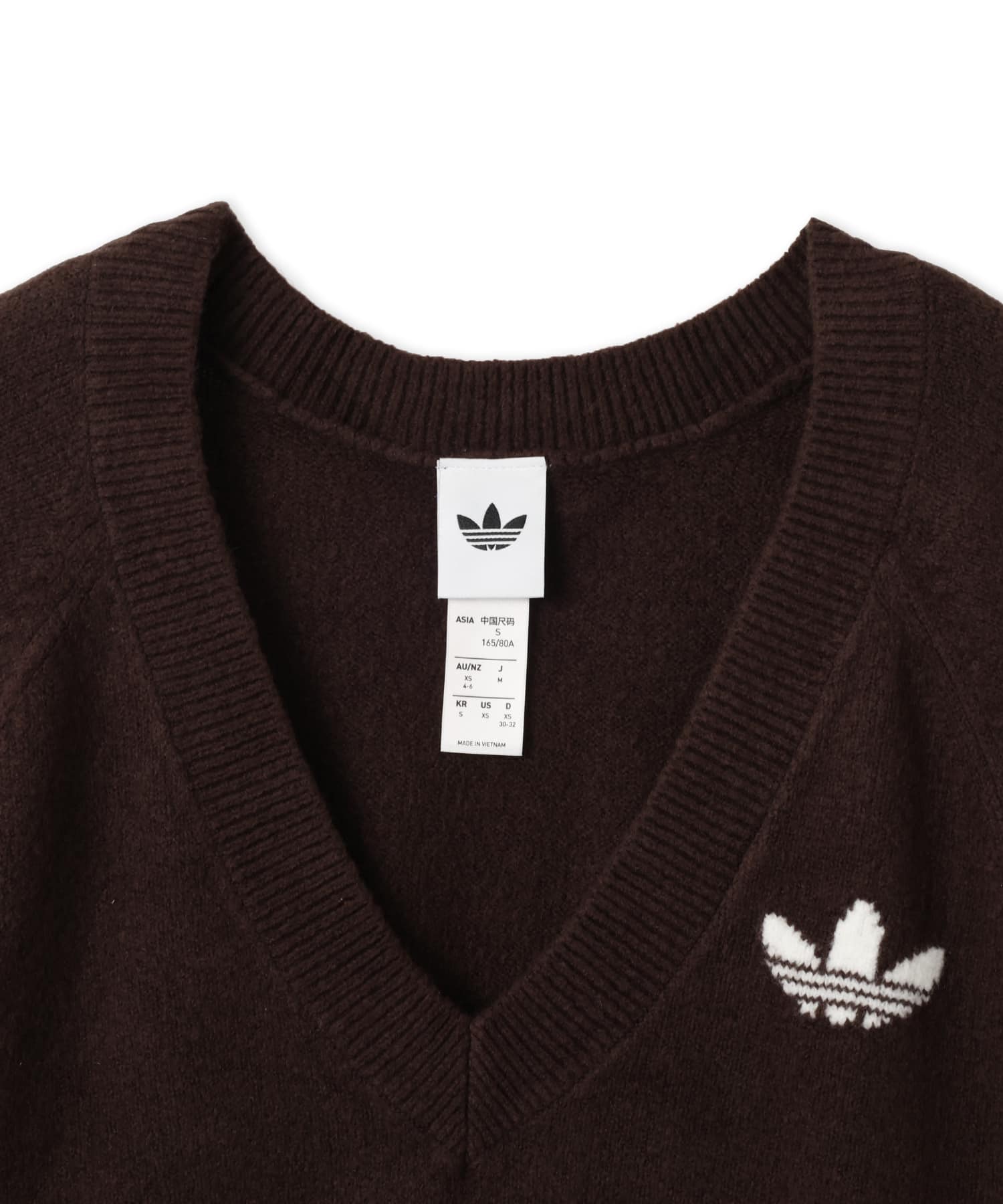 adidas ESSENTIALS KNIT V-NECK SWEATSHIRT LONG SLEEVE オーロラコーヒーの画像