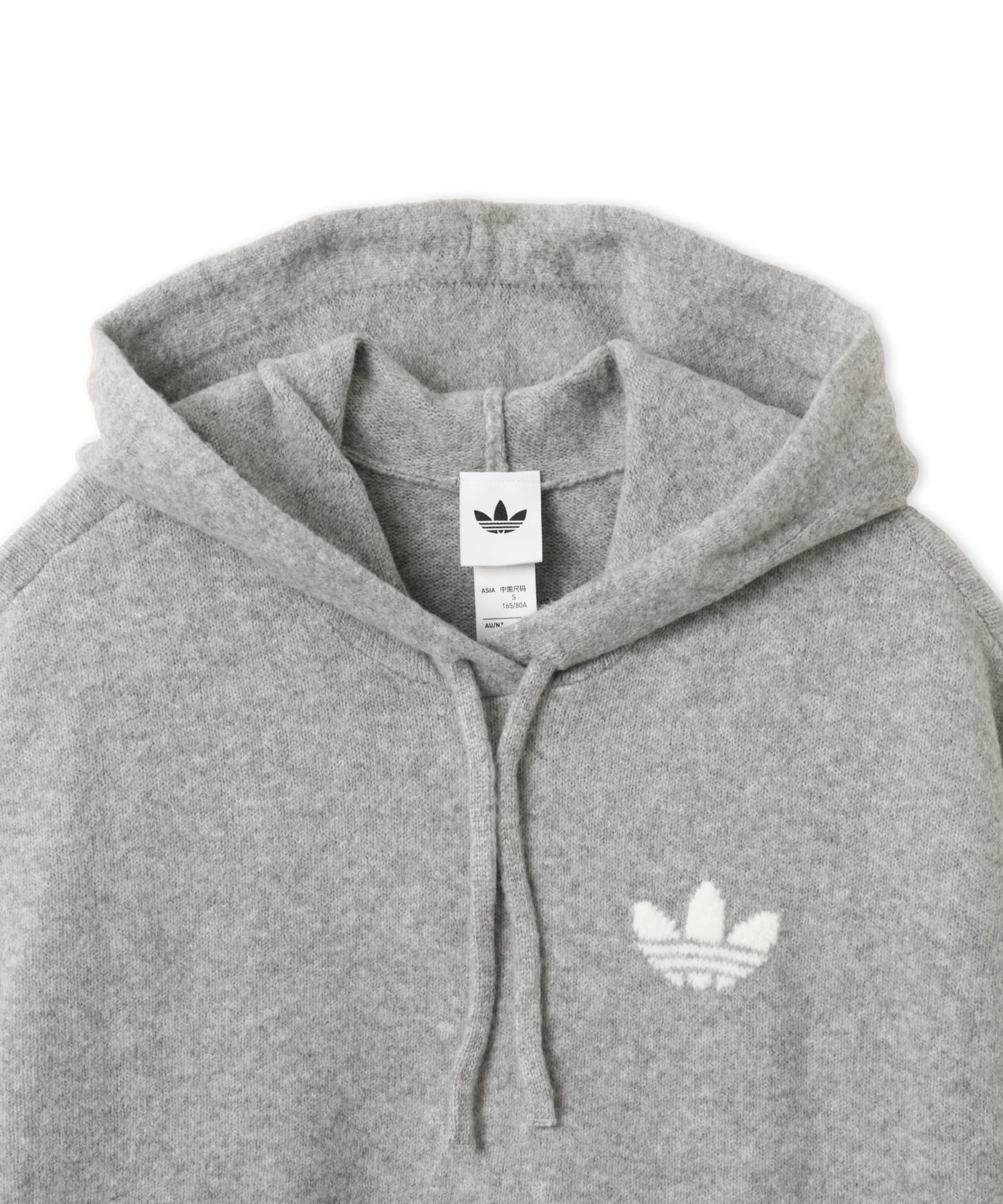 adidas ESSENTIALS KNIT HOODIE ミディアムグレーヘザーの画像