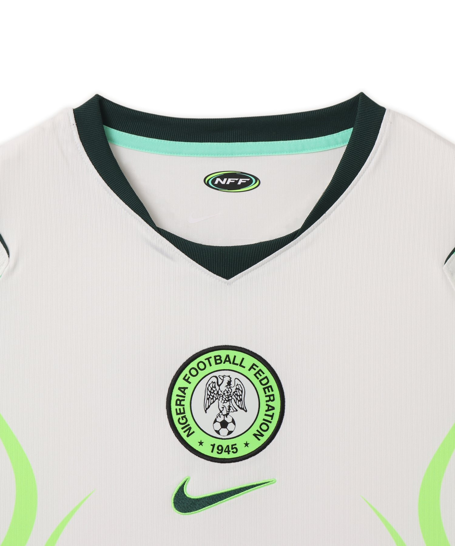 NIKE NFF M NK Dri-FIT Jersey SS Stadium Away WHITE/GREEN GLOW/(BLACK) (NO SPONSOR)の画像