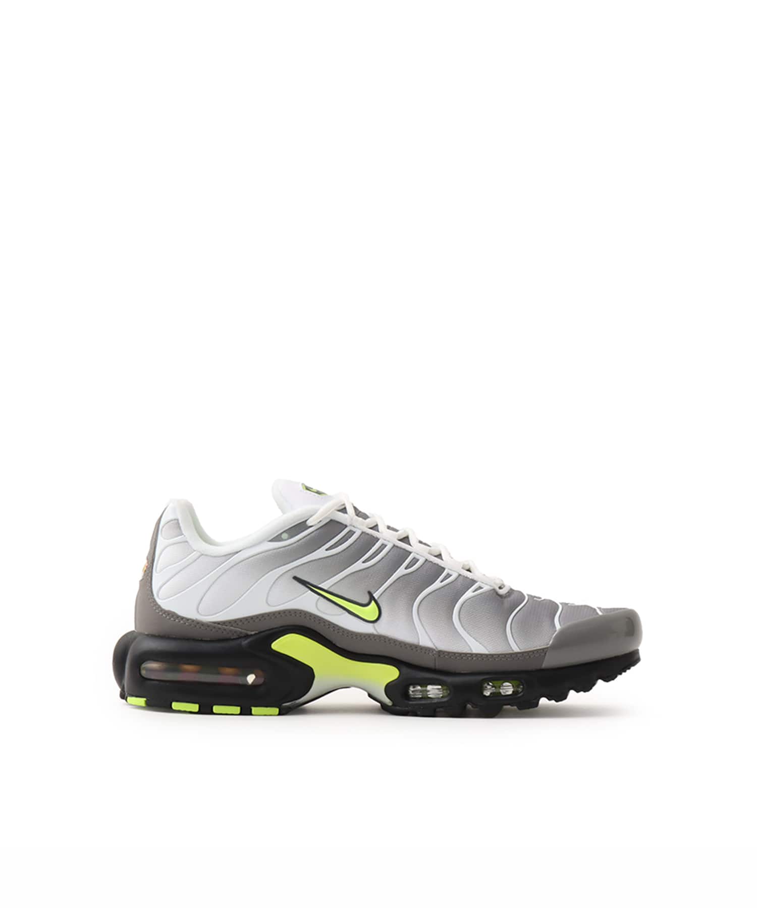 NIKE AIR MAX PLUS WHITE/NEON YELLOW-PEARL GREY-BLACKの画像