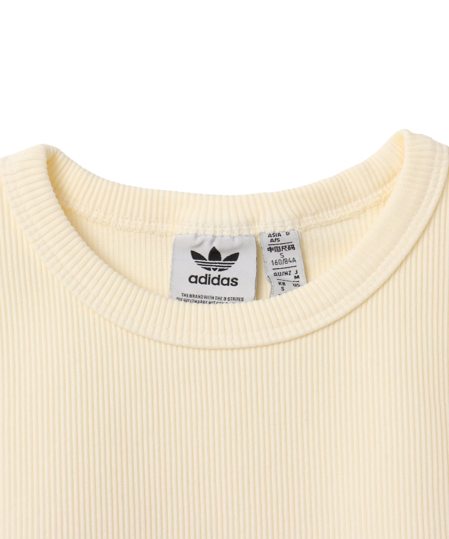 adidas RIB SHORT SLEEVE TOP クリームホワイトの画像