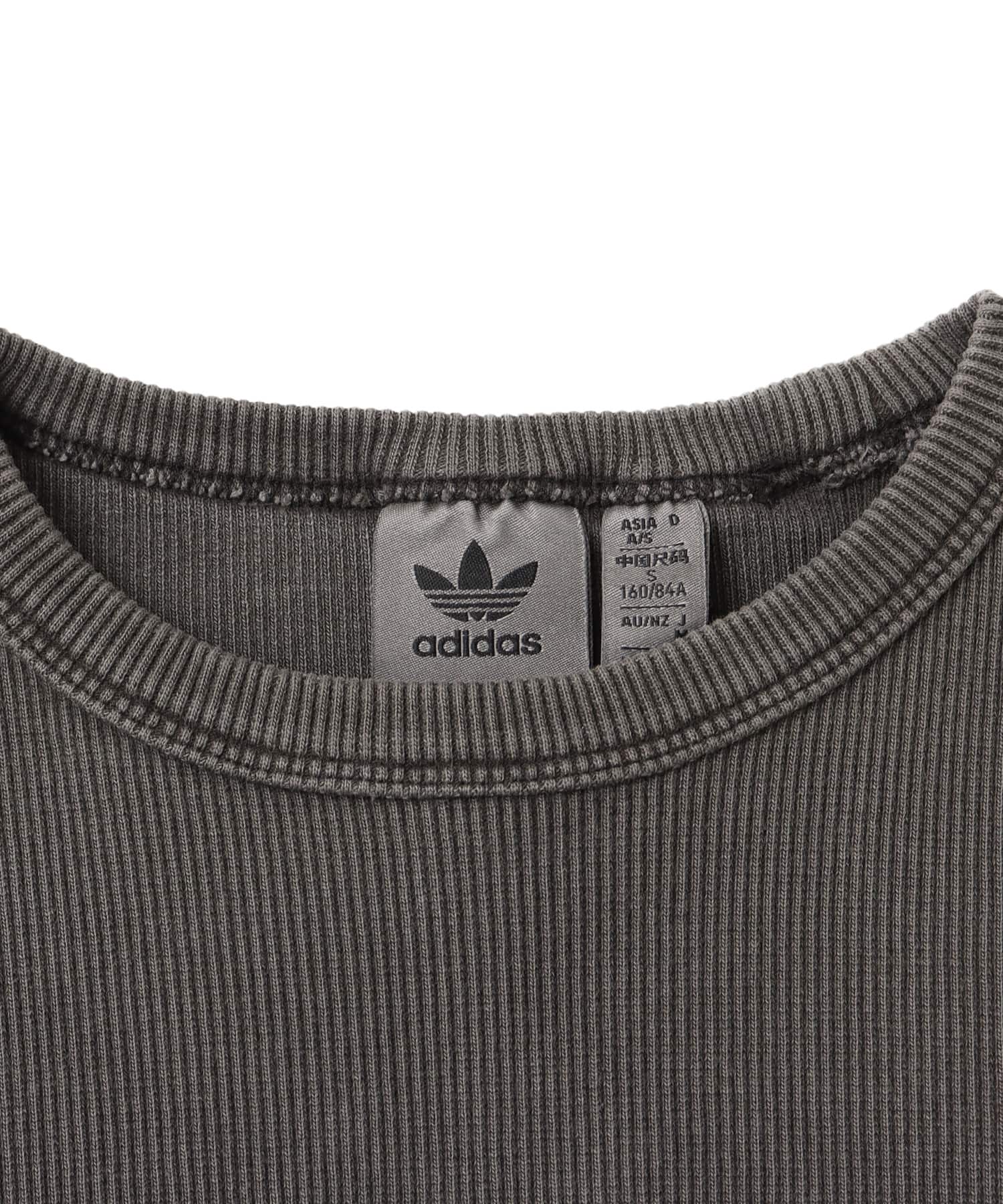 adidas RIB SHORT SLEEVE TOP ブラックの画像