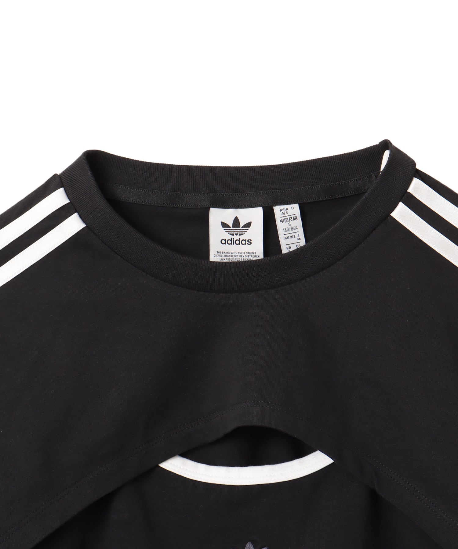 adidas CUT-OUT TEE ブラック/ホワイトの画像