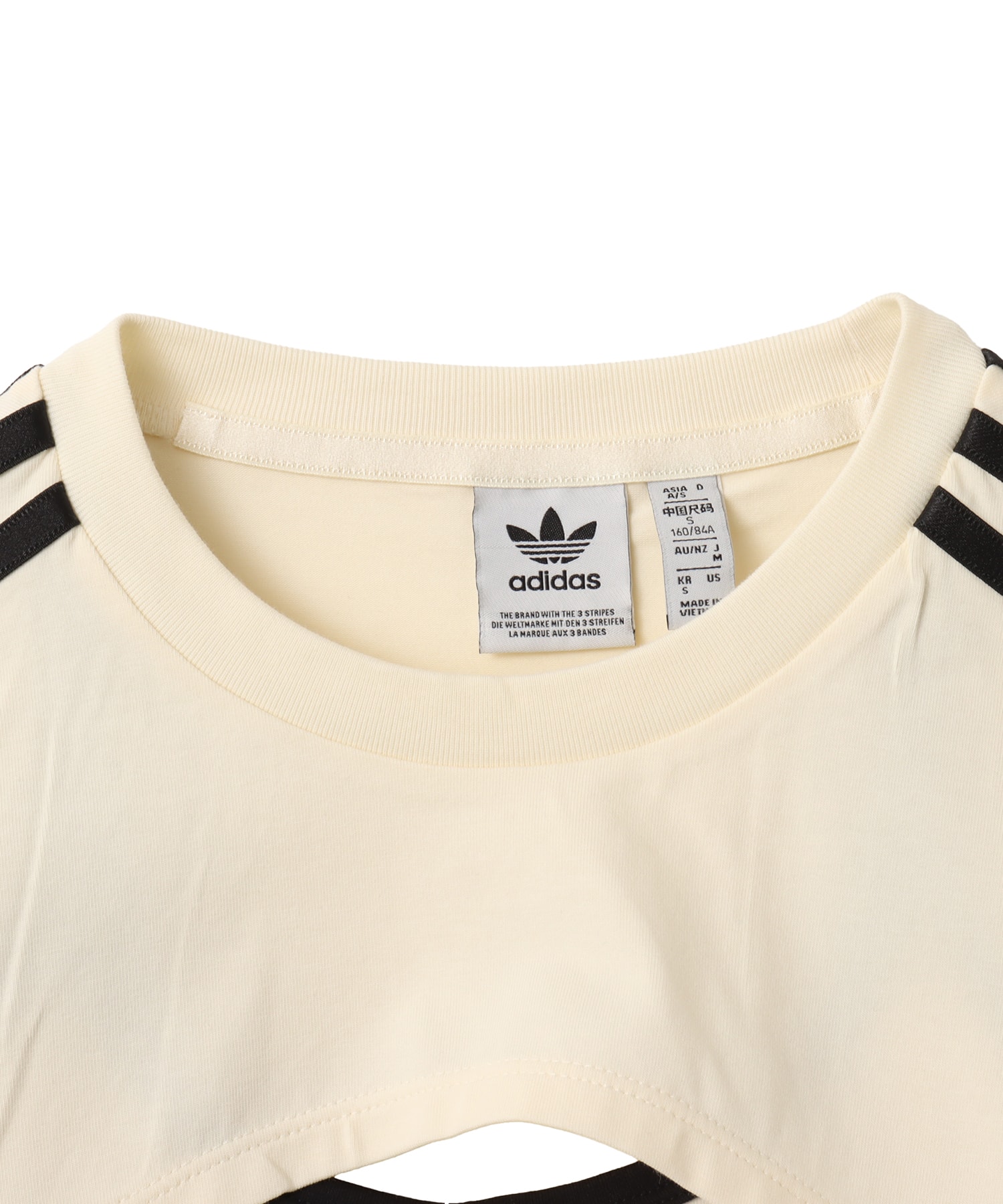 adidas CUT-OUT TEE クリームホワイト/ブラックの画像