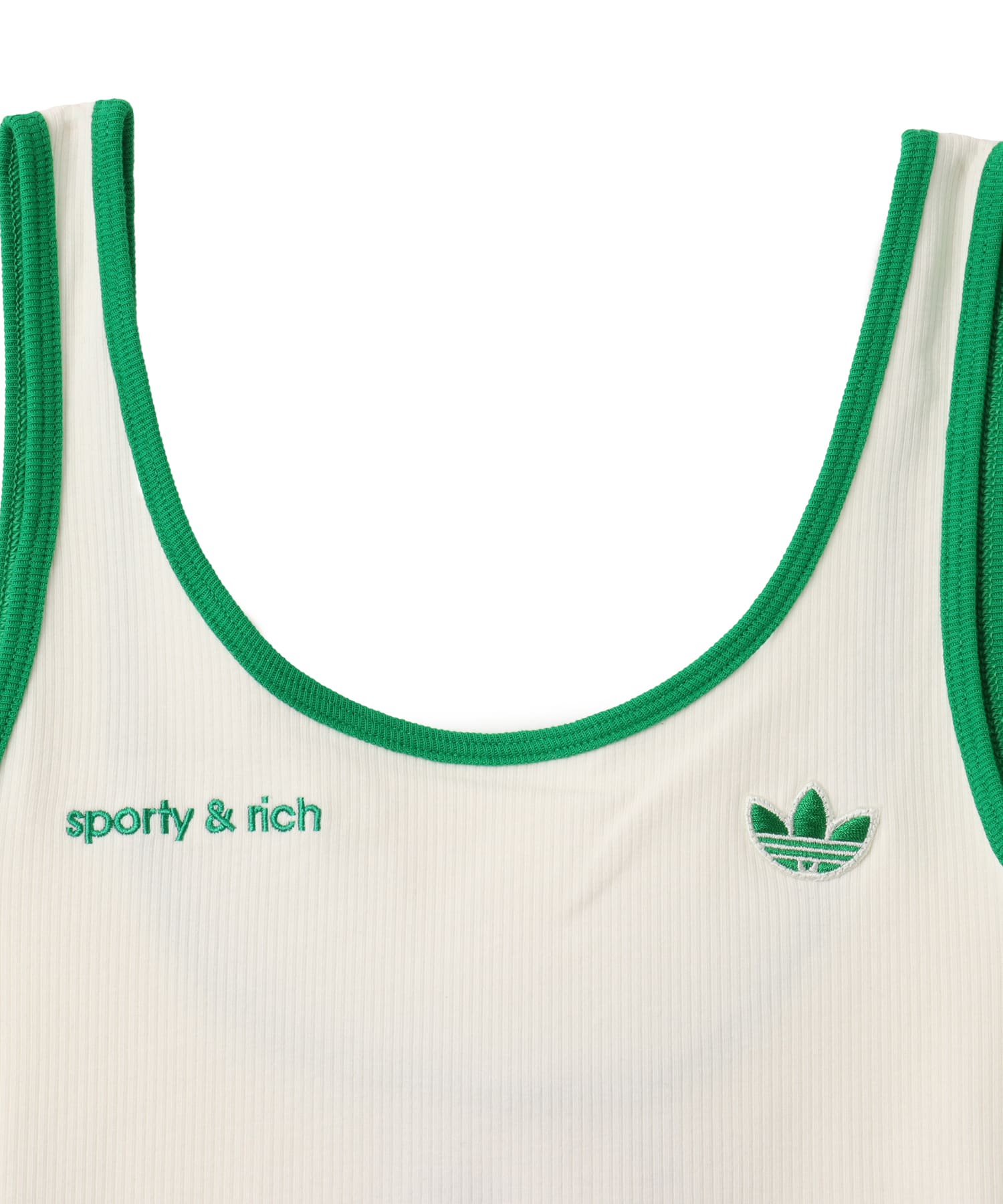 adidas SPORTY & RICH TANK TOP オフホワイト/グリーンの画像