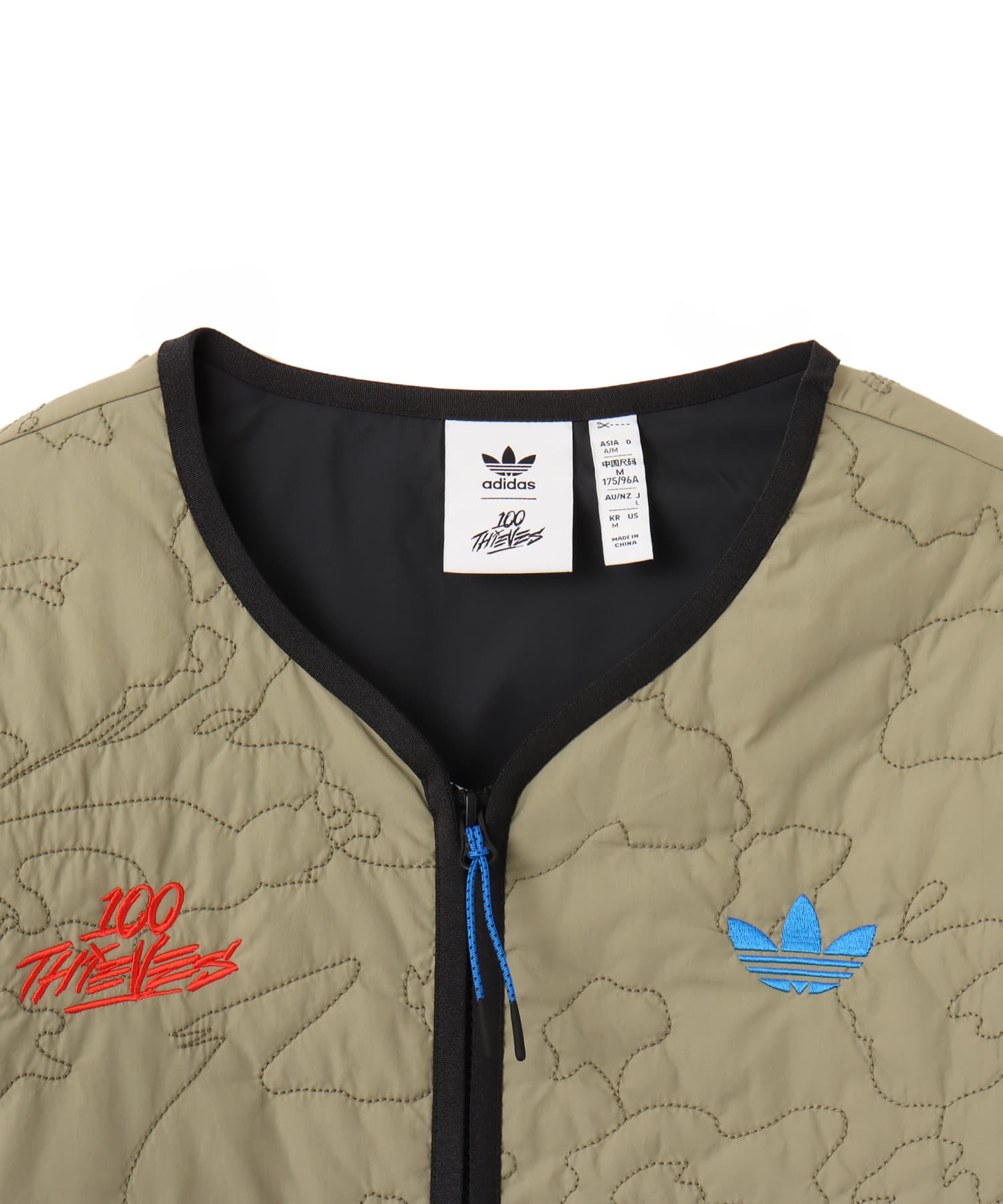 adidas 100 THIEVES QUILTED LINER JACKET オービットグリーンの画像