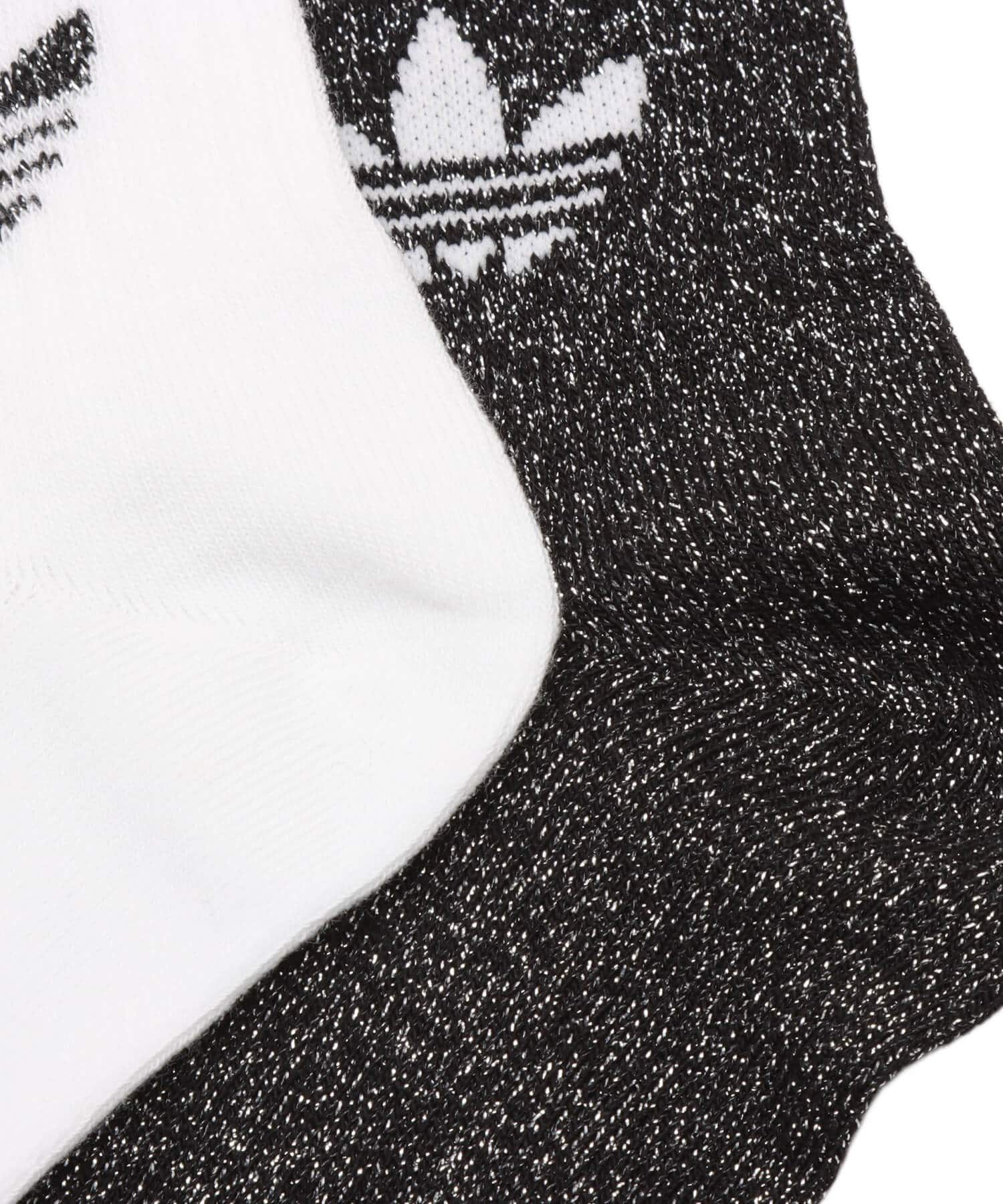 adidas 3 STRIPES GLITTER CREW SOCKS 2 PAIRS ブラック/ホワイトの画像
