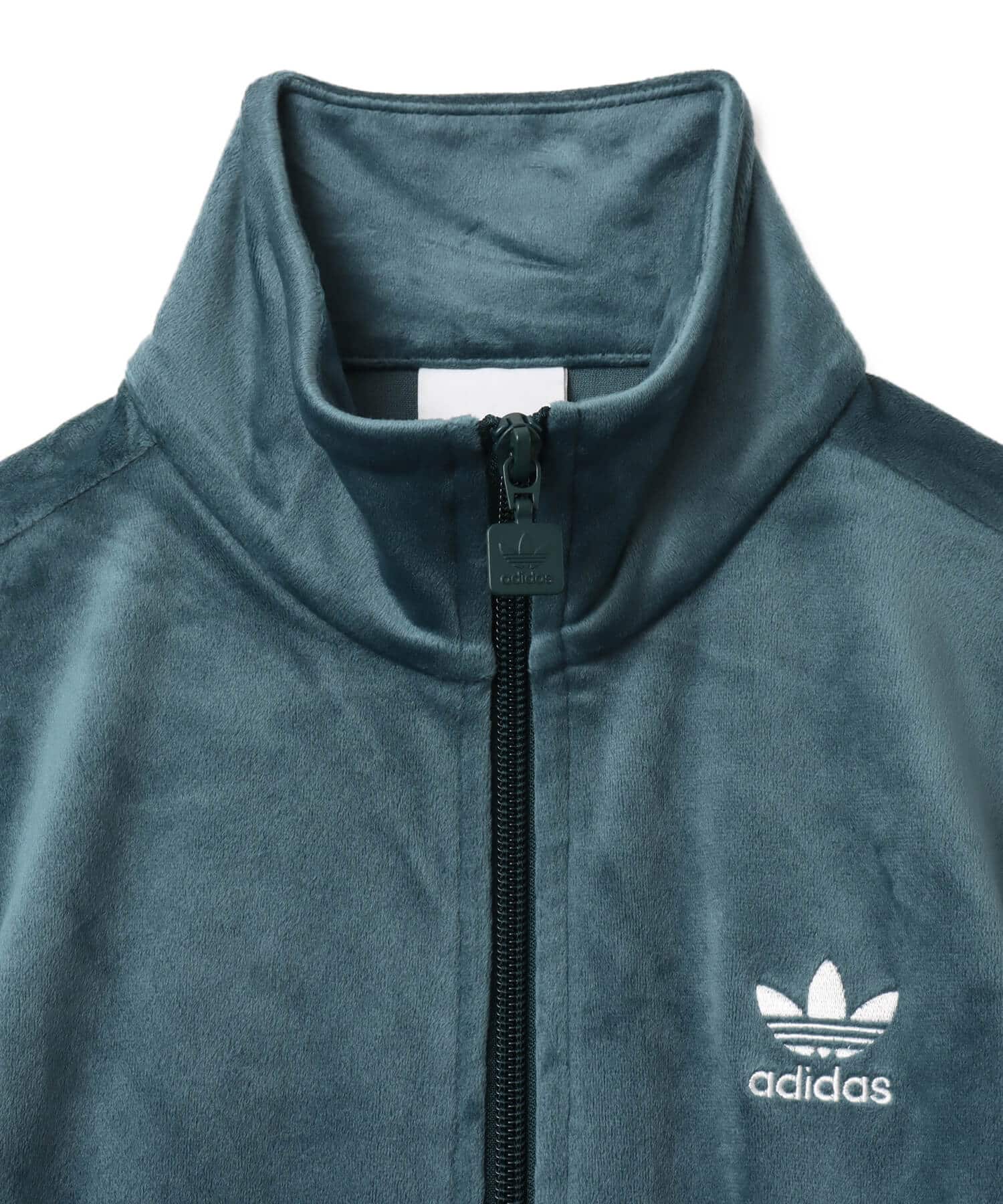 adidas ESSENTIALS VELVET FITTED TRACK TOP オーロラアイビーの画像