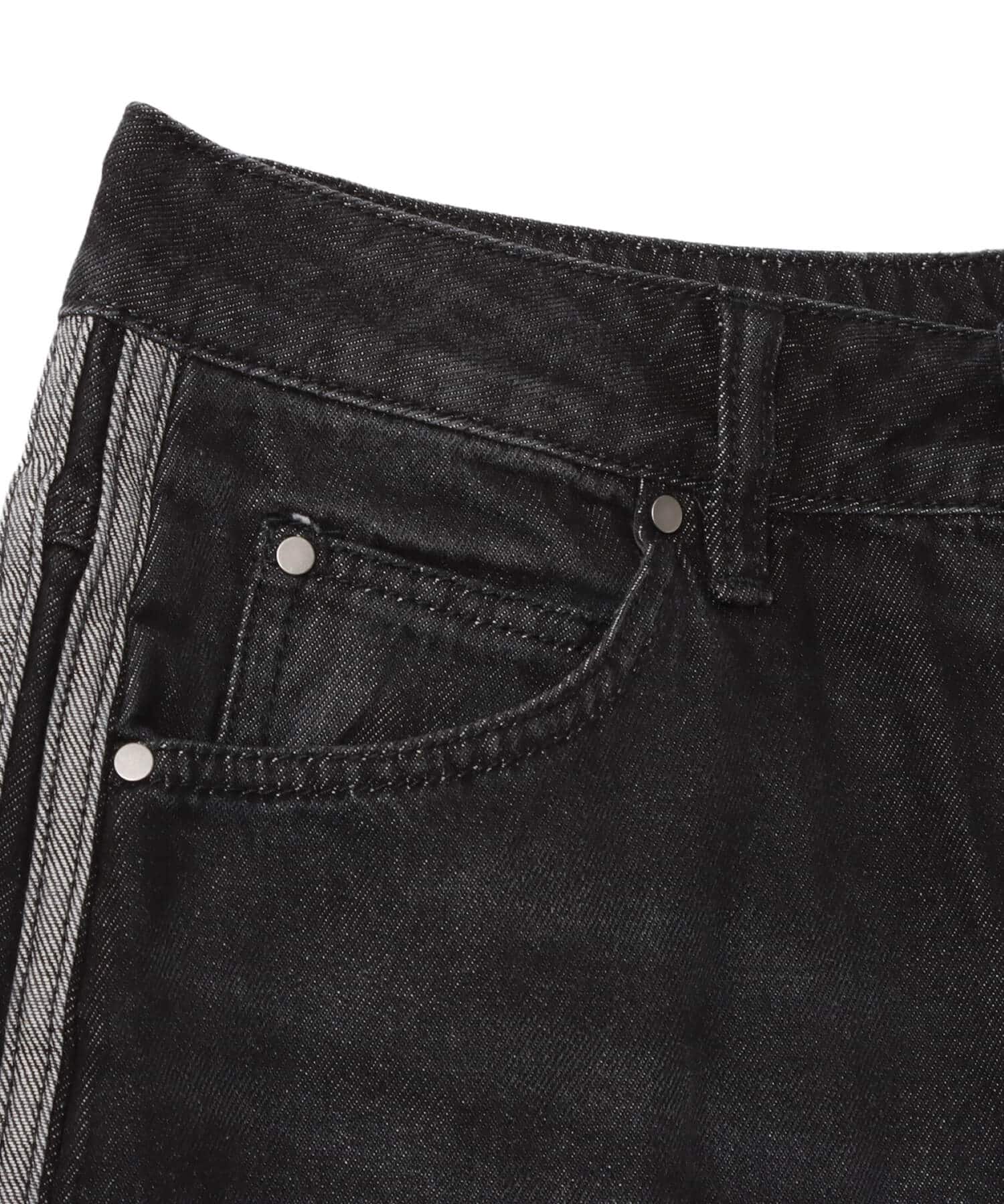 adidas ADICOLOR FIREBIRD OVERSIZED DENIM PANT ブラックの画像