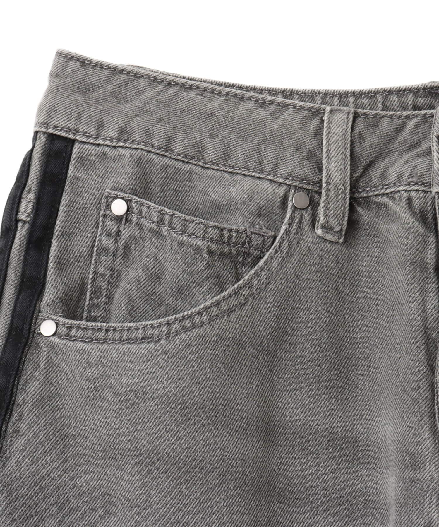 adidas ADICOLOR FIREBIRD OVERSIZED DENIM PANT ウォッシュドグレーデニムの画像