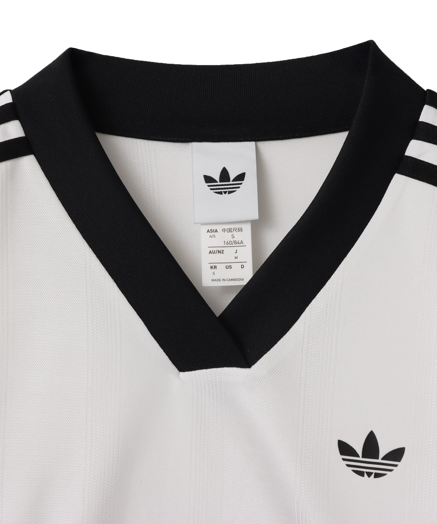 adidas ADICOLOR FOOTBALL JACQUARD CROP LONG-SLEEVE TOP ホワイト/ブラックの画像