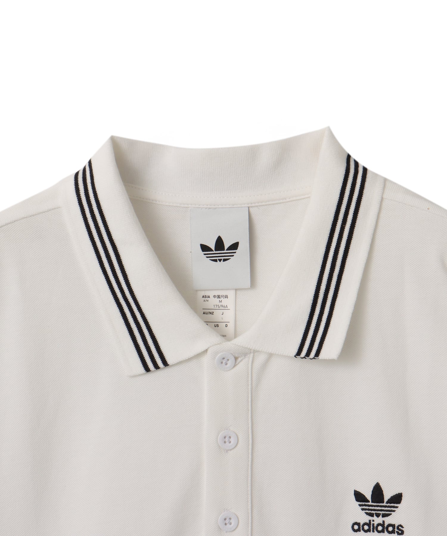 adidas LOOSE POLO ホワイト/ブラックの画像