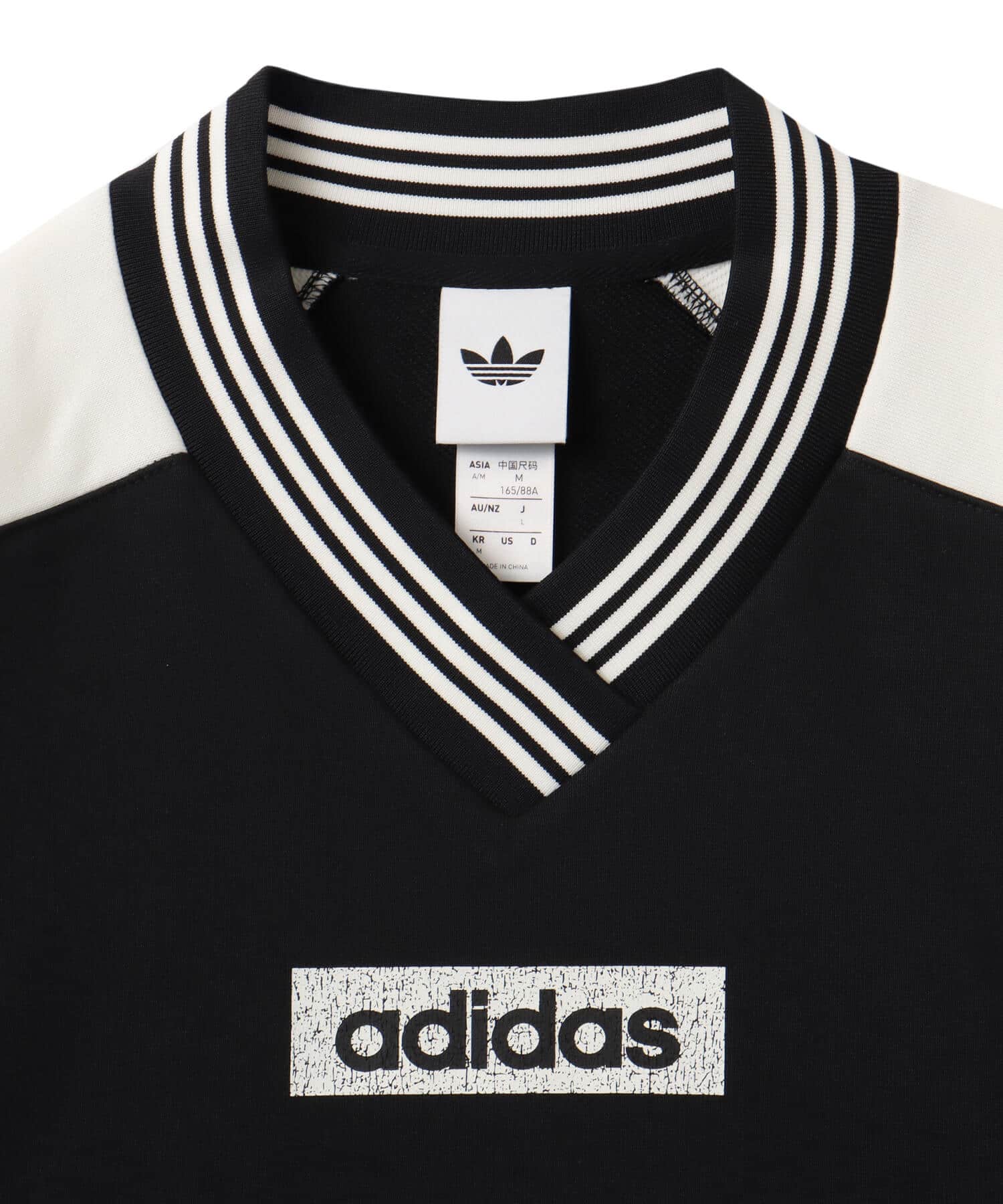adidas BLOCKING CREWNECK SWEATSHIRT ブラック/オフホワイトの画像