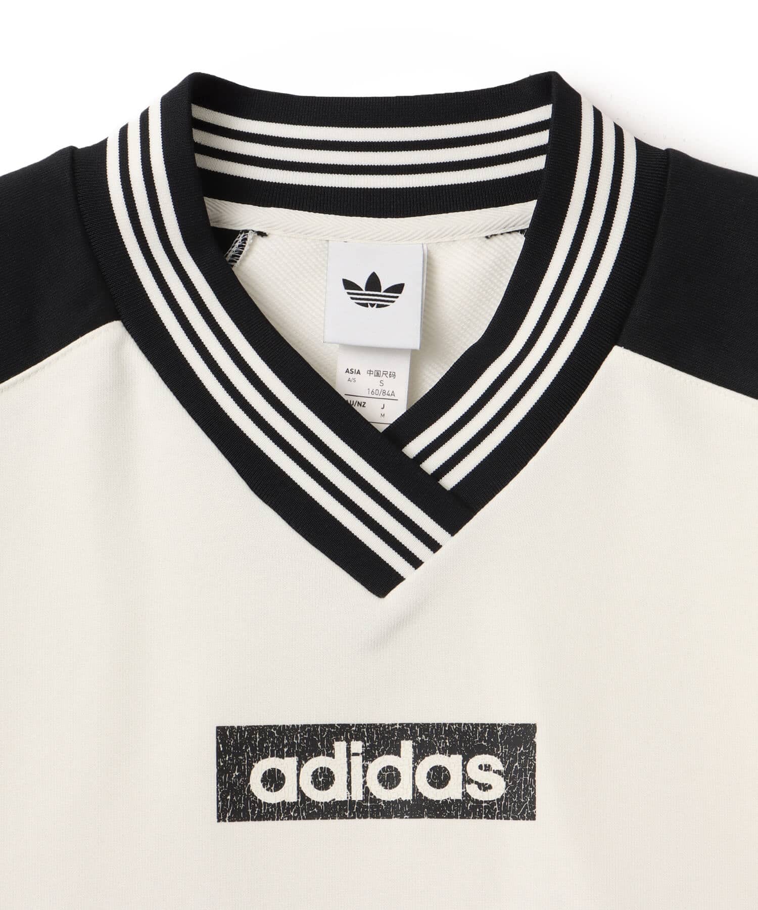 adidas BLOCKING CREWNECK SWEATHSHIRT オフホワイト/ブラックの画像