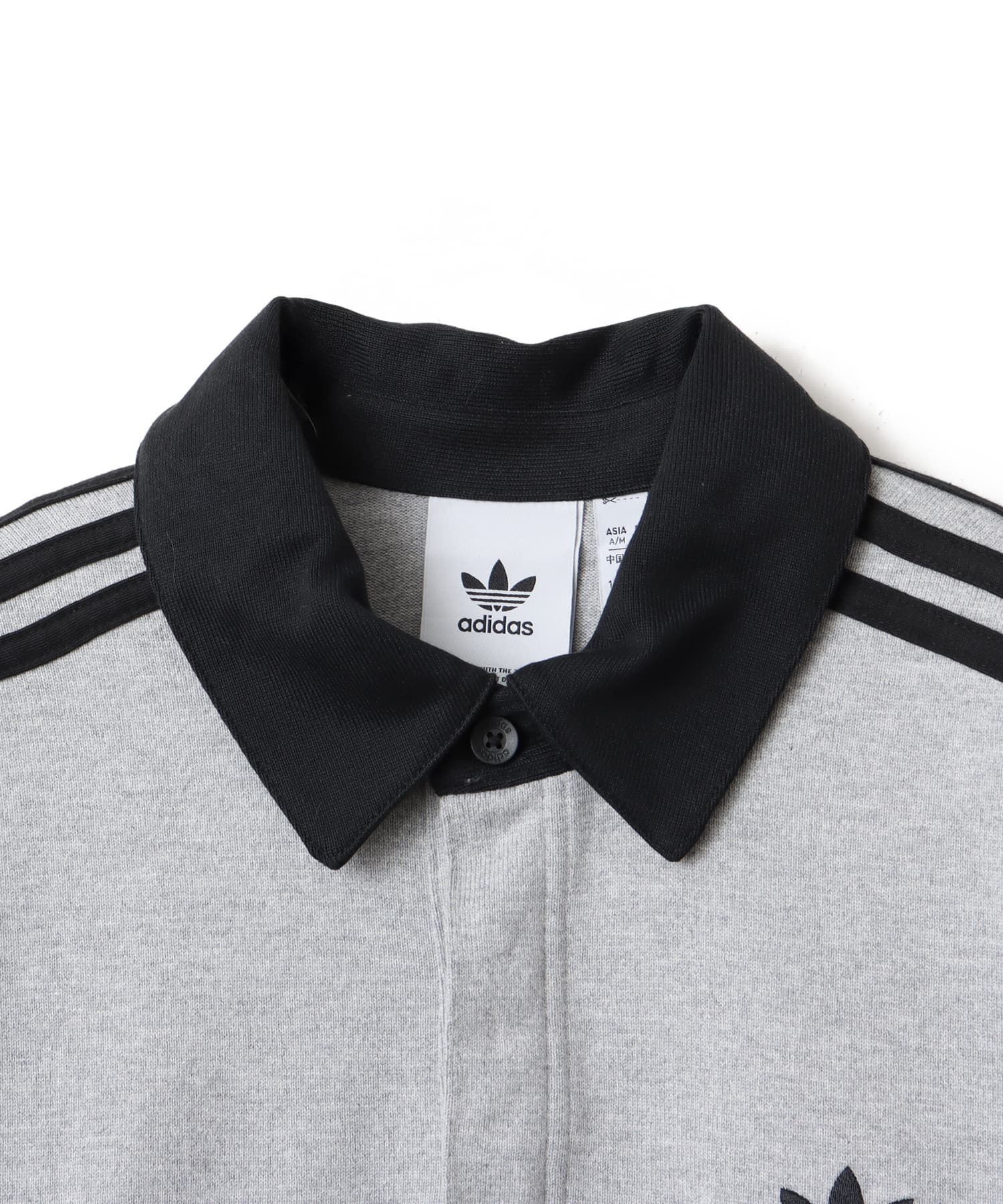adidas ADICOLOR RUGBY POLO SHIRT ミディアムグレーヘザー/ブラックの画像