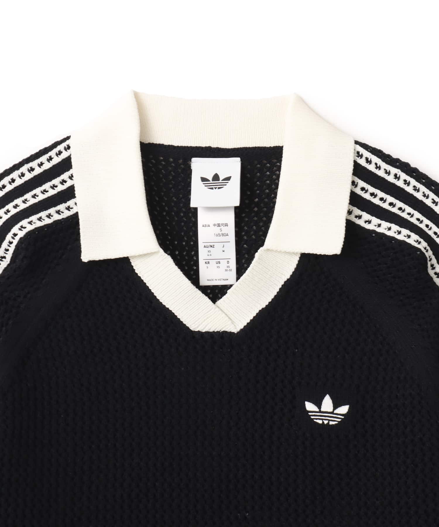 adidas KNITTED CROCHET POLO ブラックの画像