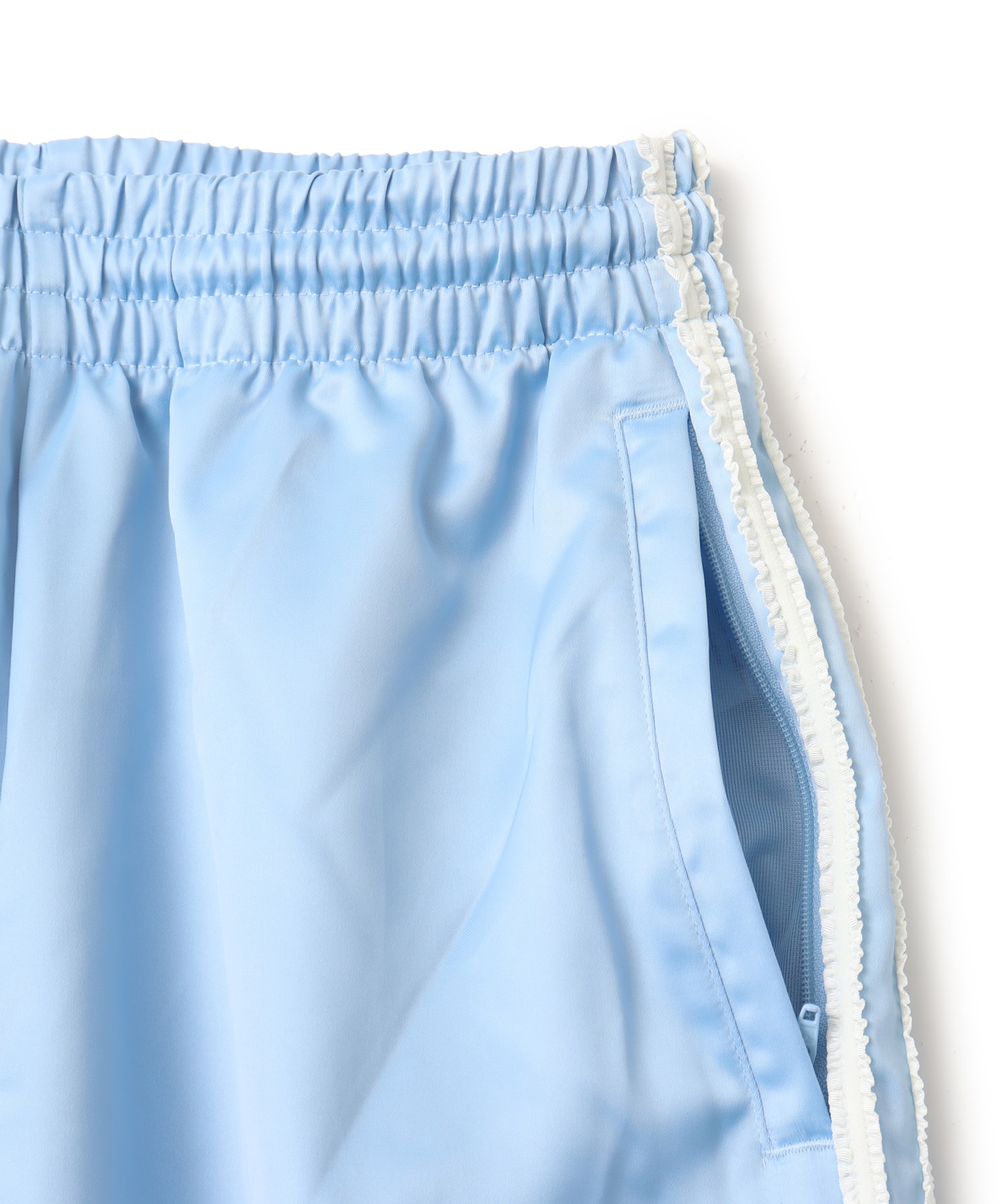 adias SATIN WIDE LEG PANTS RUFFLE 3-STRIPES クリアスカイの画像