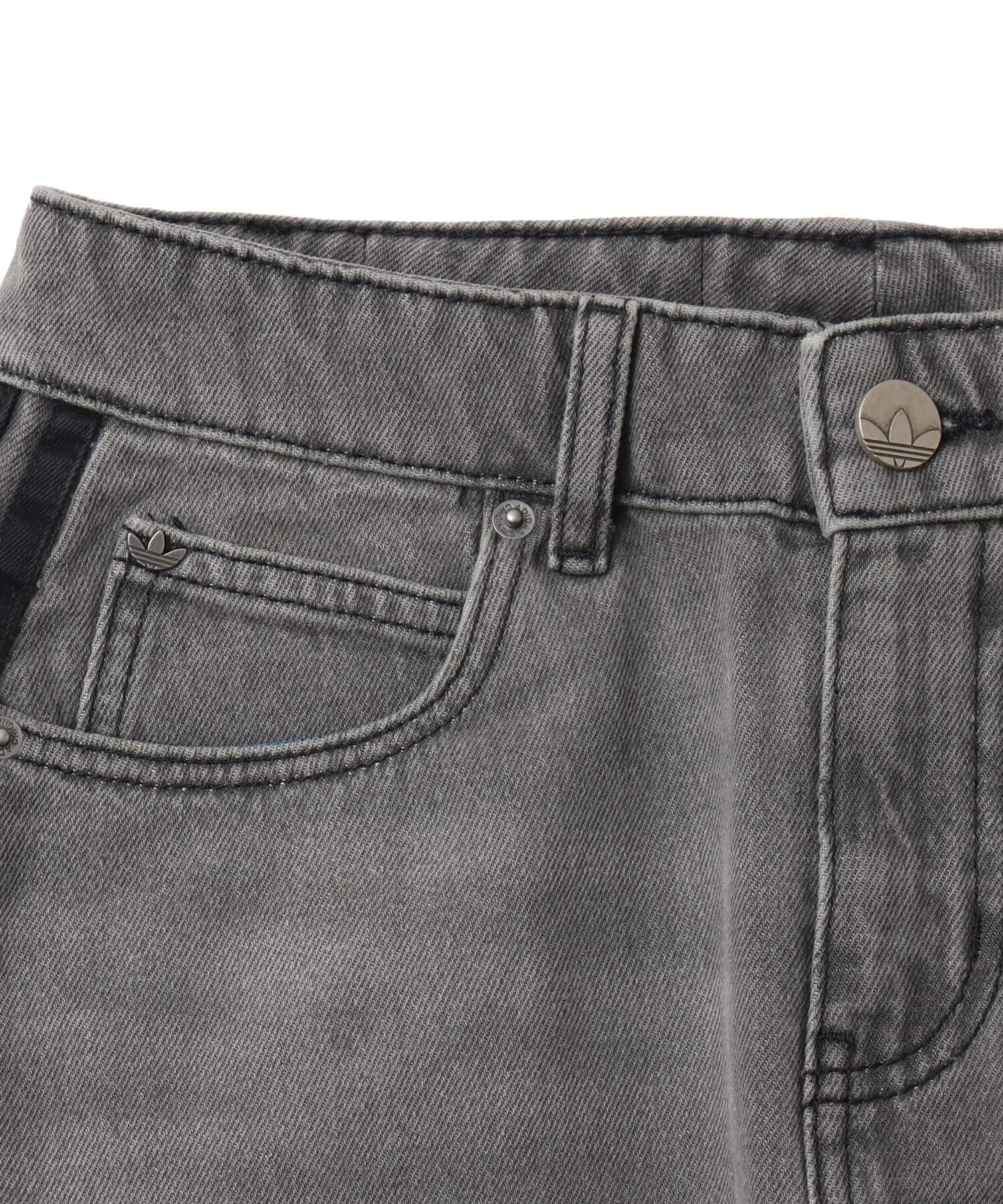 adidas 3 STRIPES SKIRT DENIM ウォッシュドグレーデニムの画像