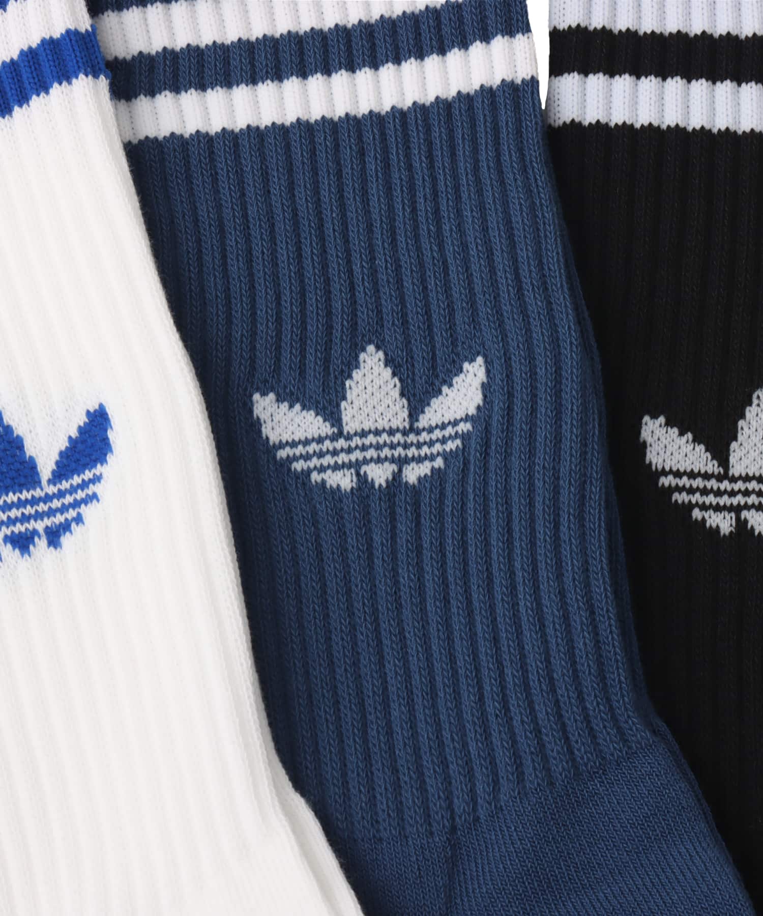 adidas 3 STRIPES HIGH CREW SOCKS 3 PAIRS ホワイト/ナイトマリン/ブラックの画像