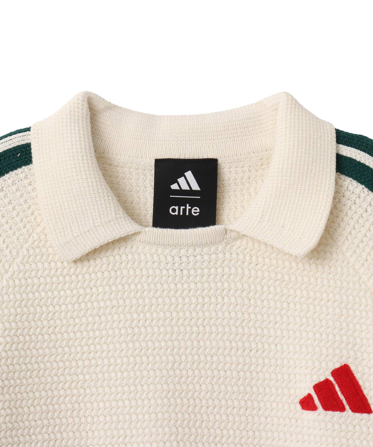 adidas X ARTE ANTWERP KNITTED LONG SLEEVE JERSEY ホワイト/カレッジグリーンの画像