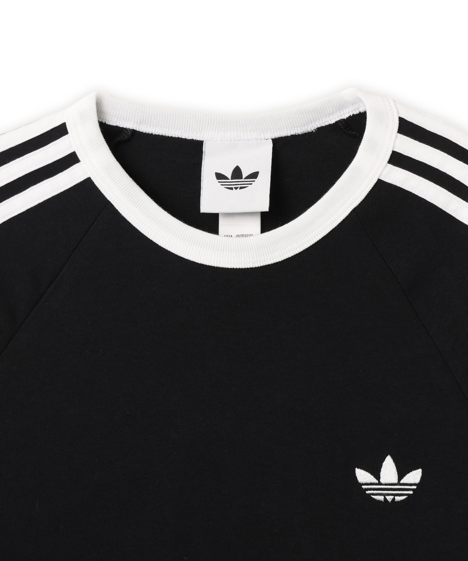 adidas 3-STRIPES LONGSLEEVE TEE ブラックの画像